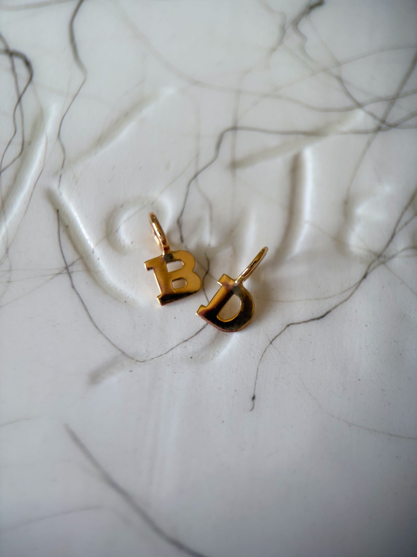 Vintage Mini "D" and "B" 14k Yellow Gold Initial Charms