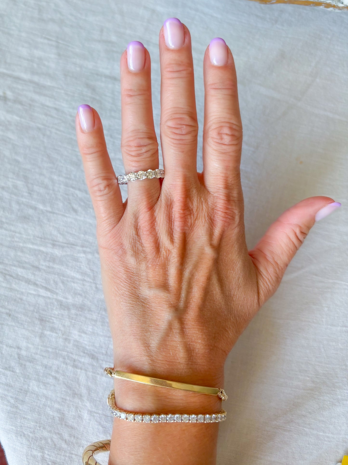 Lab Grown Diamond 14k White Gold Round 4 Carat Eternity Band