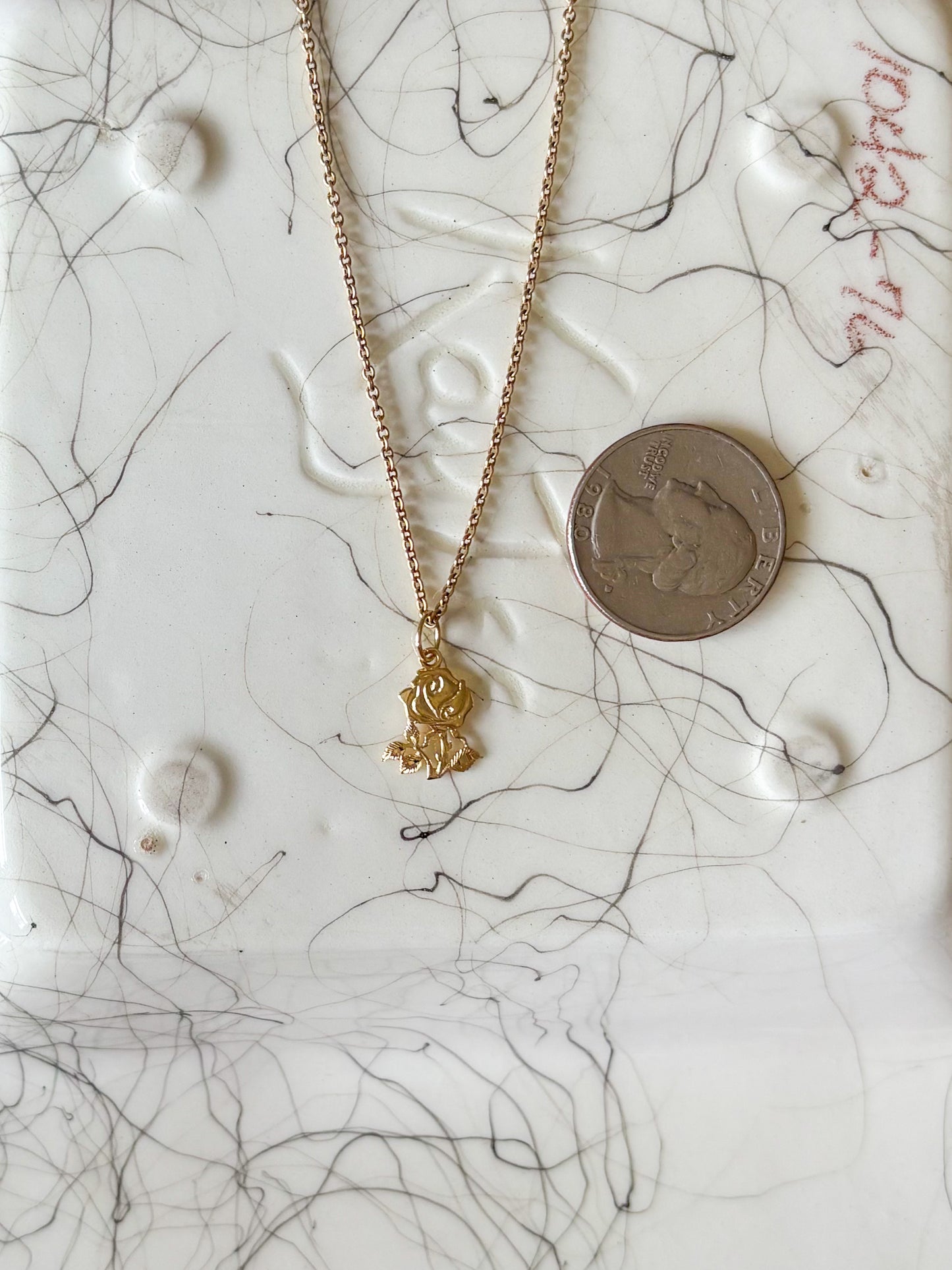 Vintage Rose 14k Yellow Gold Charm