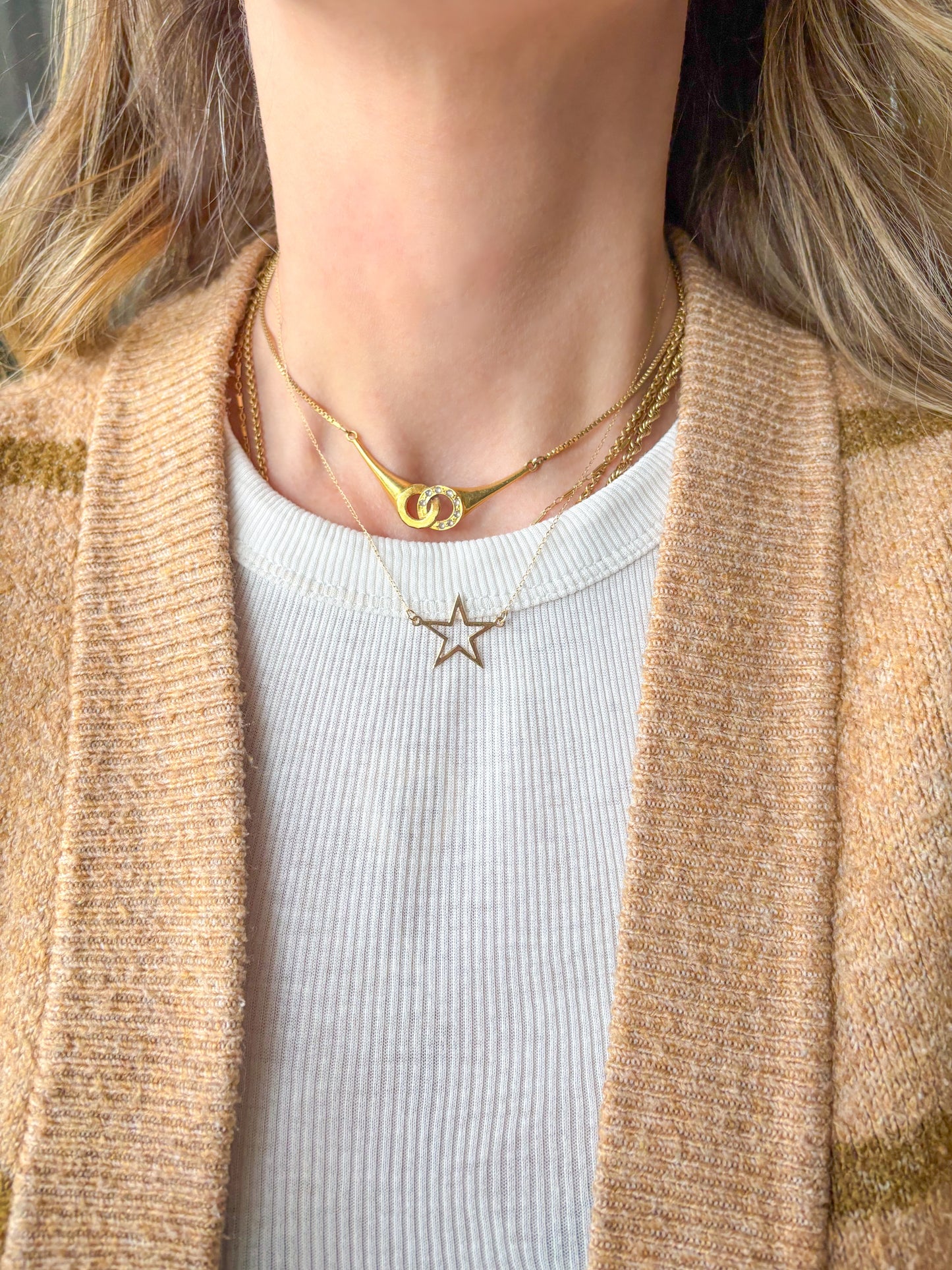 Vintage Star Charm on Chain 14k Yellow Gold