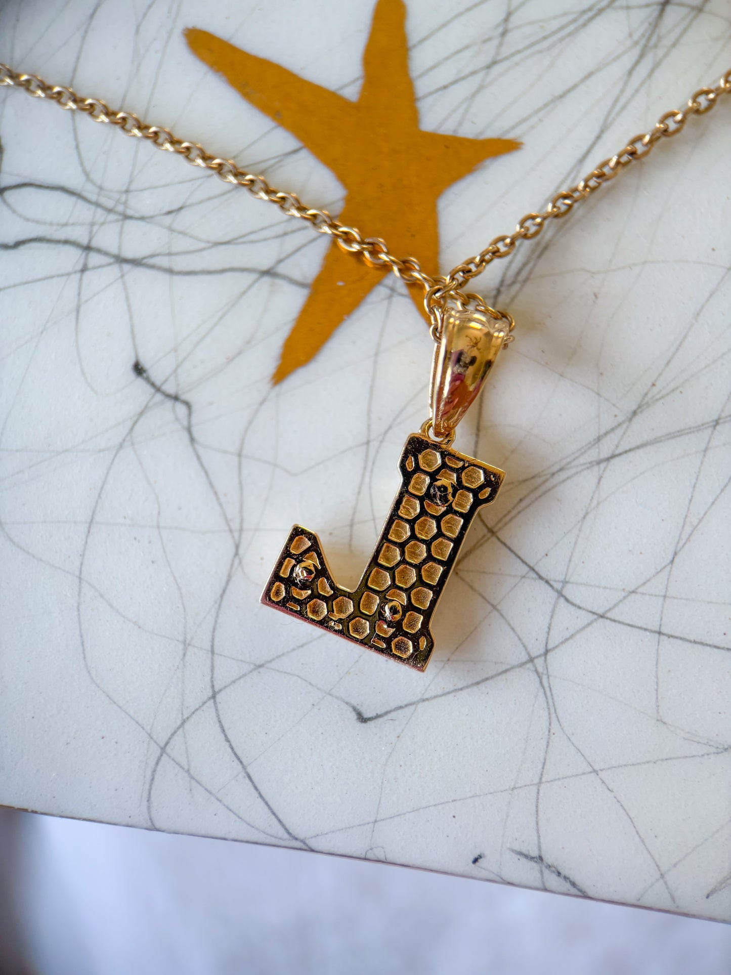 Vintage "L" Two Toned 14k Yellow and White Gold Letter Initial Charm