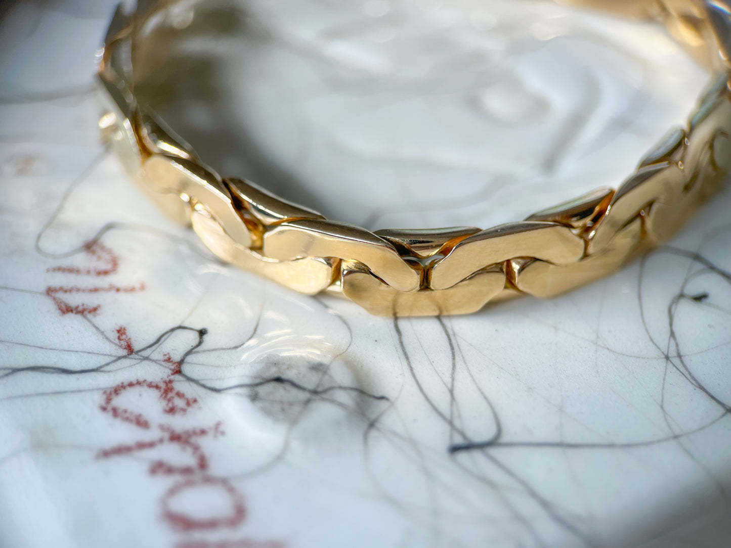 Vintage Solid Cobra Link 14k Yellow Gold 7 Inch Bracelet, circa 1970s