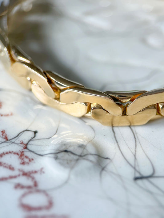 Vintage Solid Cobra Link 14k Yellow Gold 7 Inch Bracelet, circa 1970s