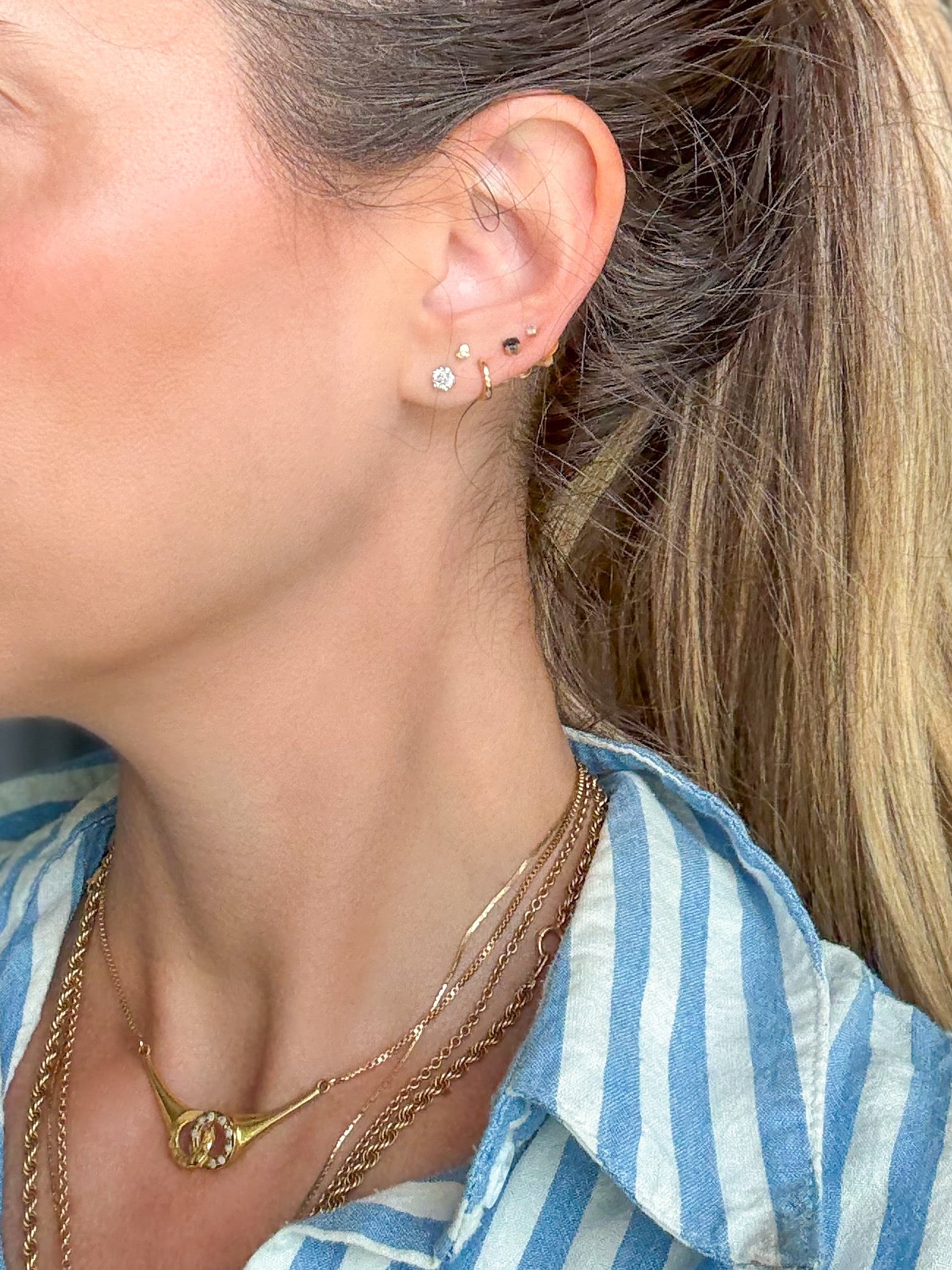 Lab Grown 0.52 Carat Total Weight Round Diamonds 14k White Gold Stud Earrings