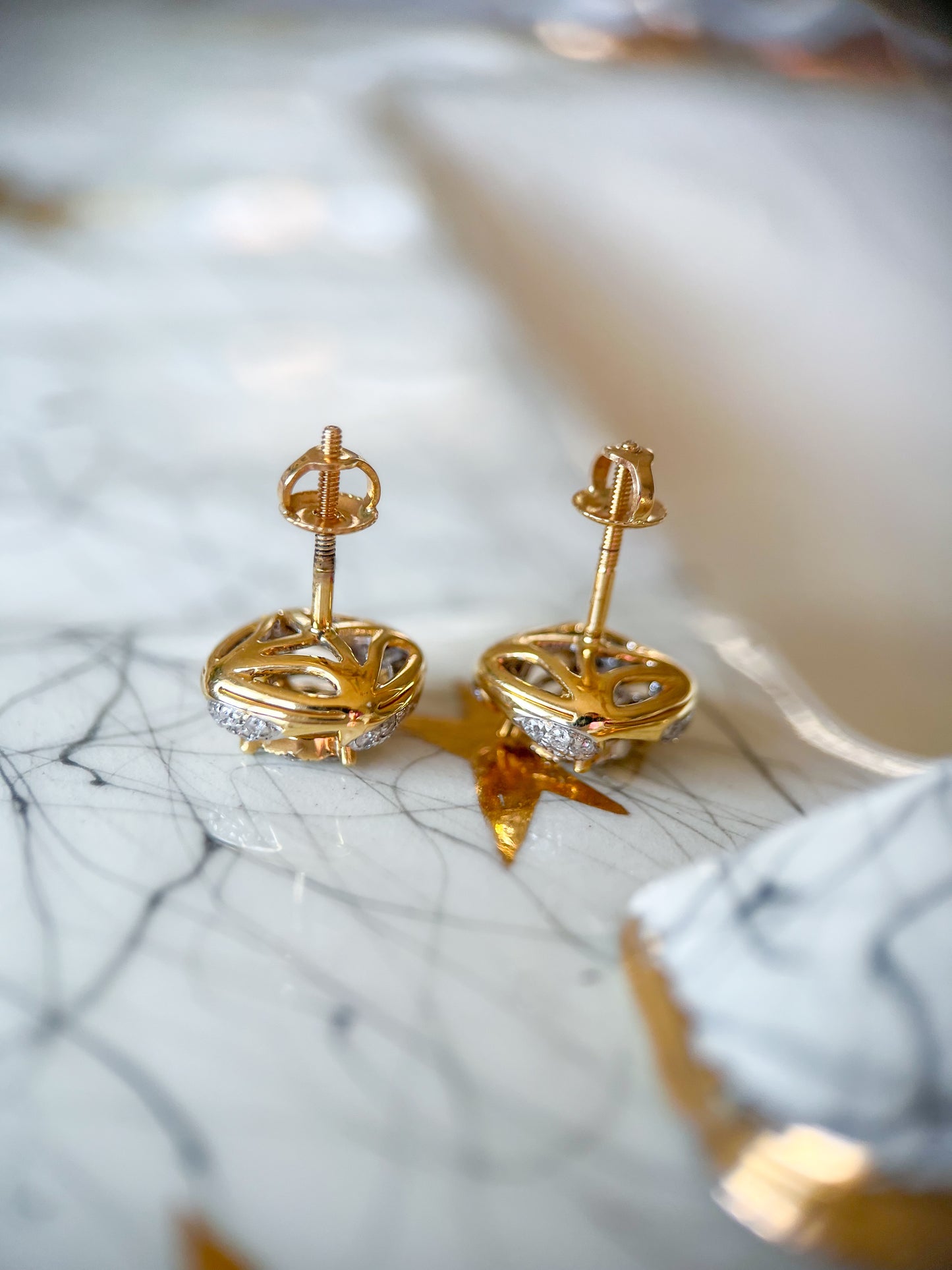 Natural Diamond 14k Yellow Gold Stud Earrings