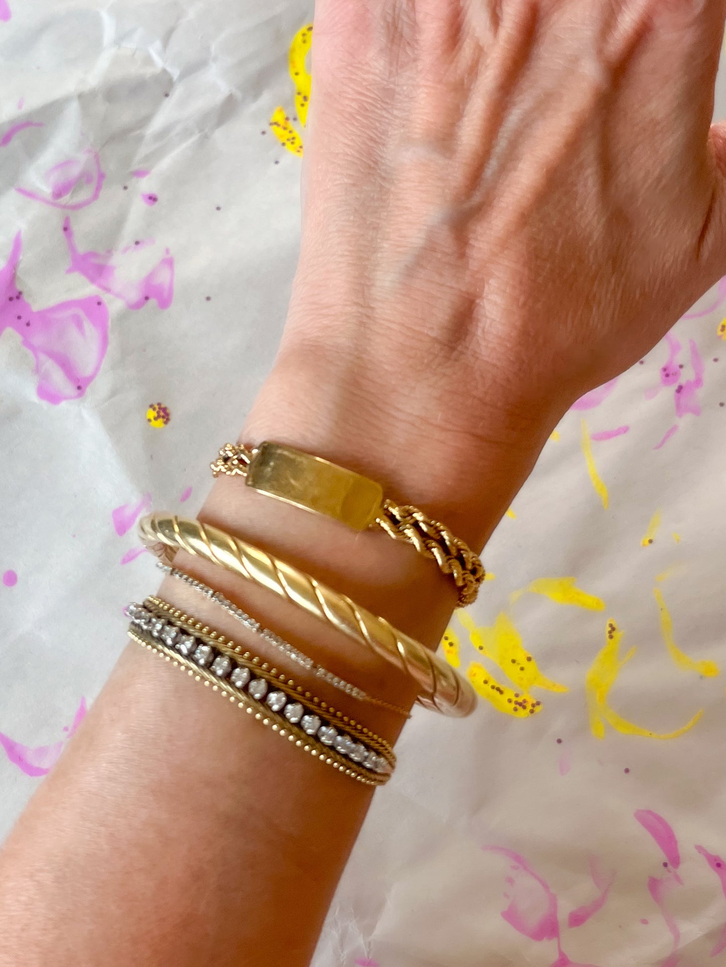 Vintage Double Rope ID Bracelet 14k Yellow Gold 7 Inch Bracelet