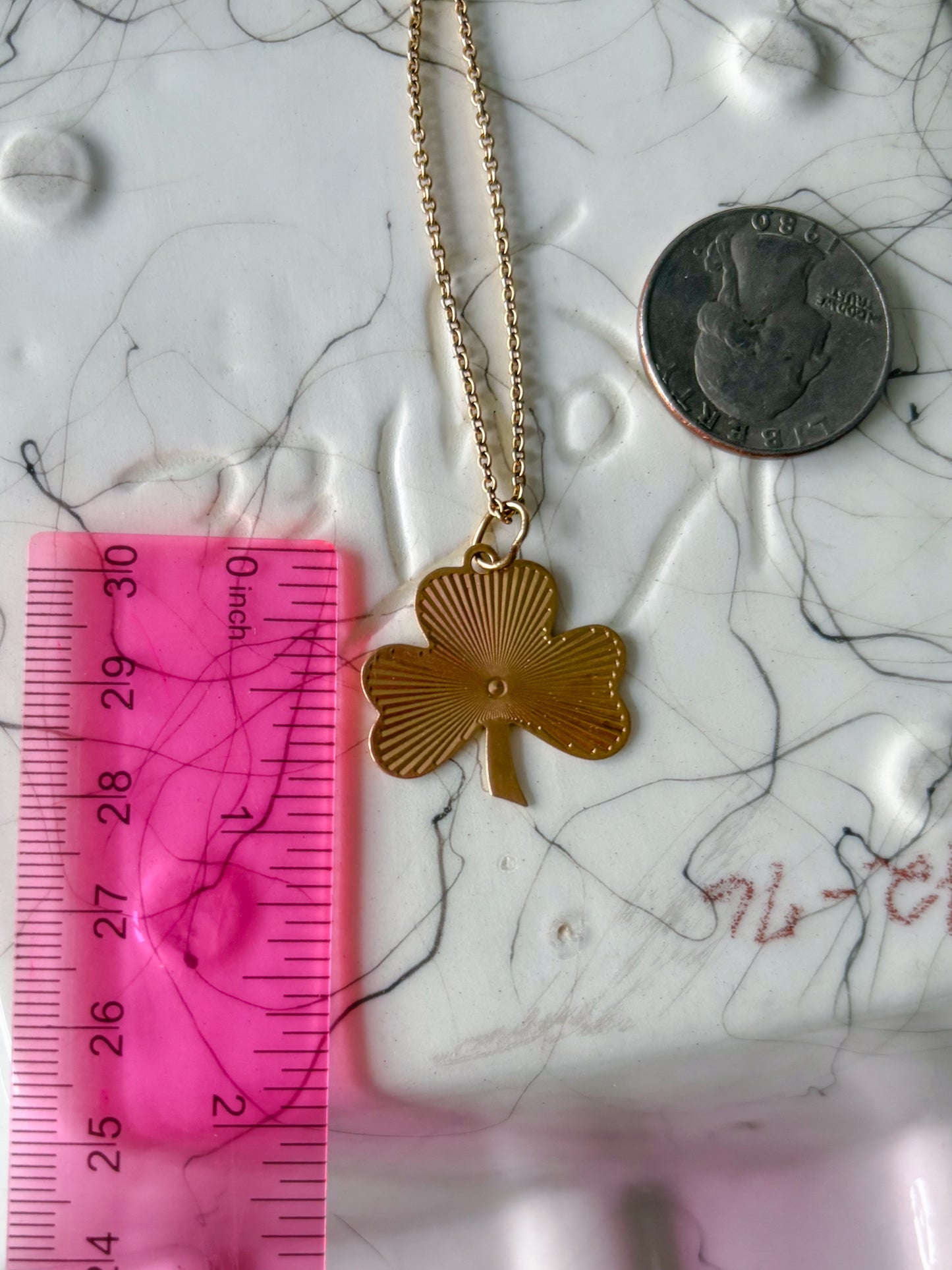 Vintage Engine Turned Clover 14k Yellow Gold Charm