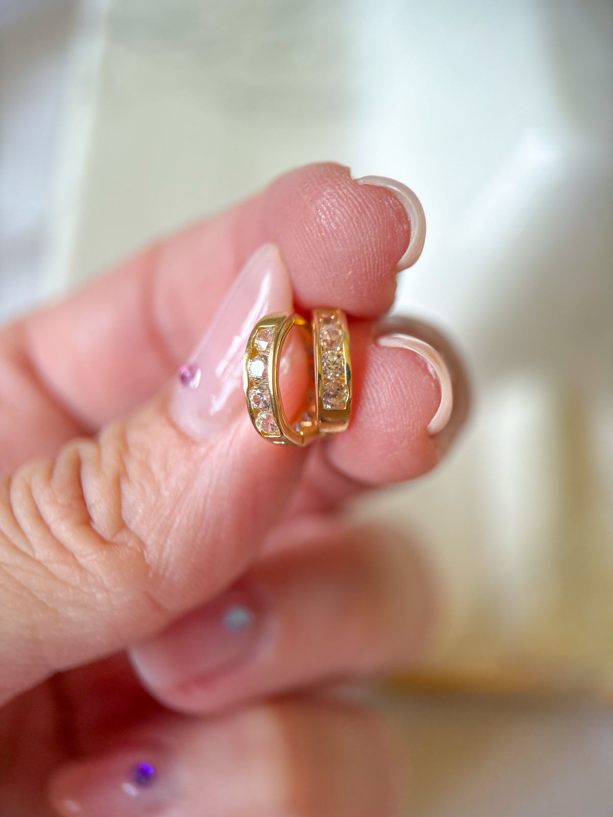 14k Yellow Gold Huggies with CZs - 3 pairs, sold separately