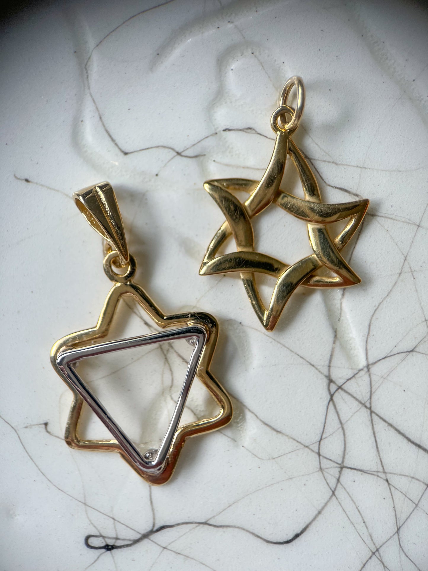 Vintage 14k Two Toned Yellow and White Gold Star of David Charm
