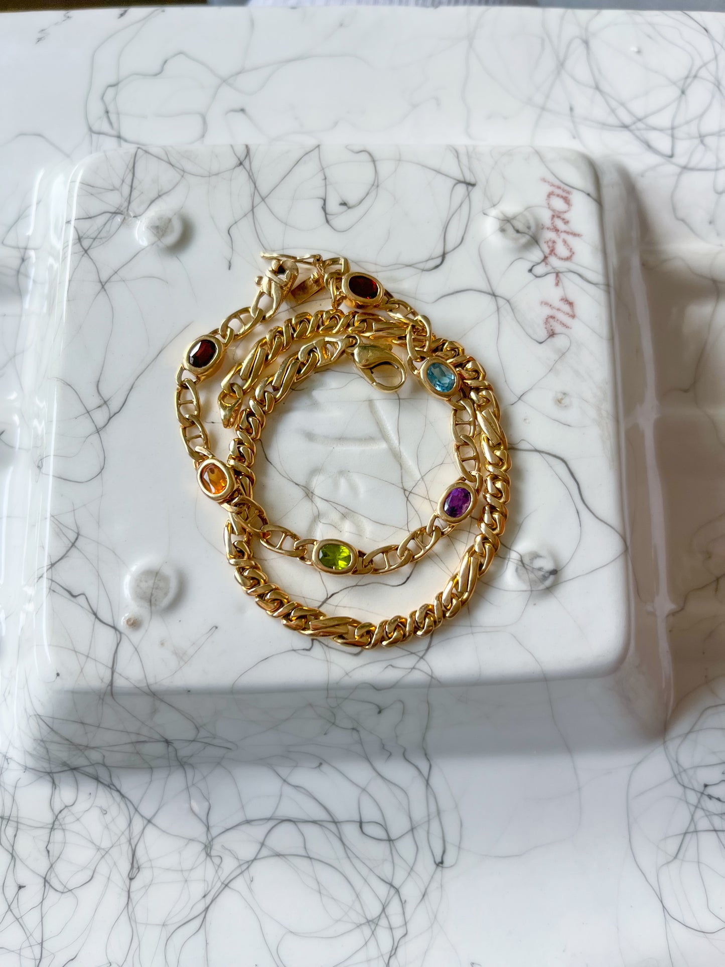 Vintage Heavy 18k Yellow Gold Chain 8.5 Inch Bracelet