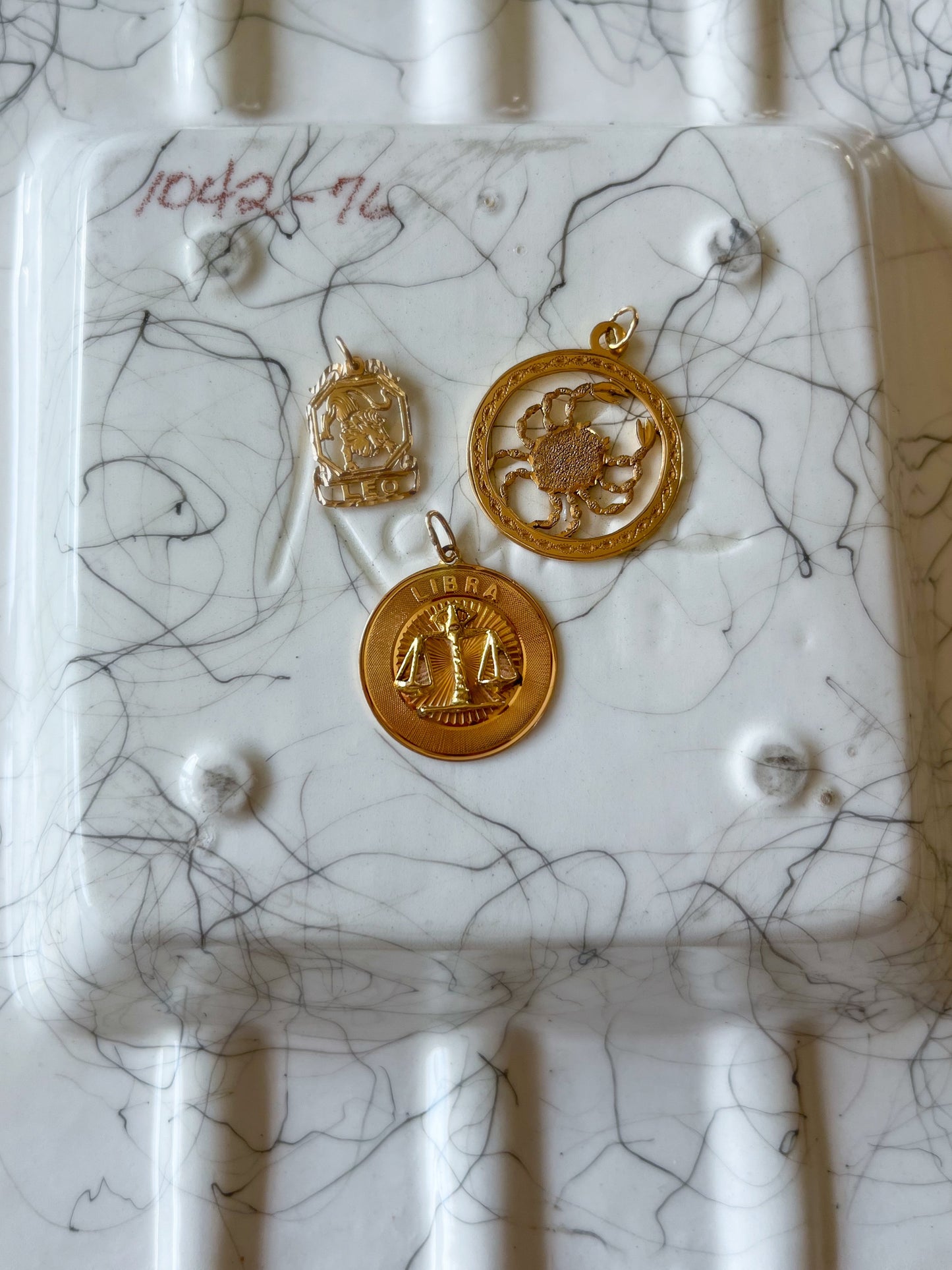 Vintage Leo, Cancer and Libra Zodiac Signs in 12k and 14k Yellow Gold Charms