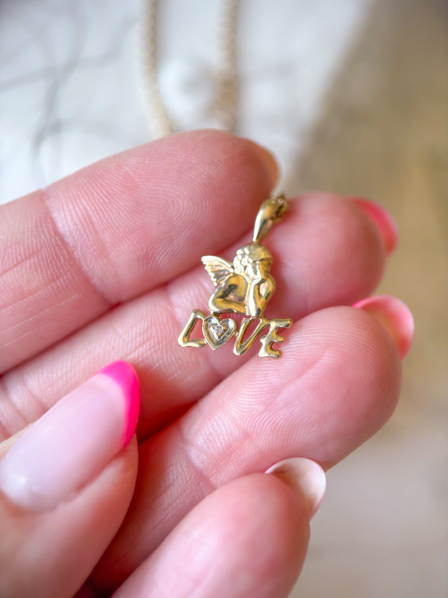 Vintage Cupid “Love” 10k Yellow Gold Charm