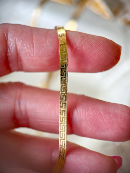 Herringbone Greek Style 10k Yellow Gold 7 Inch Bracelet