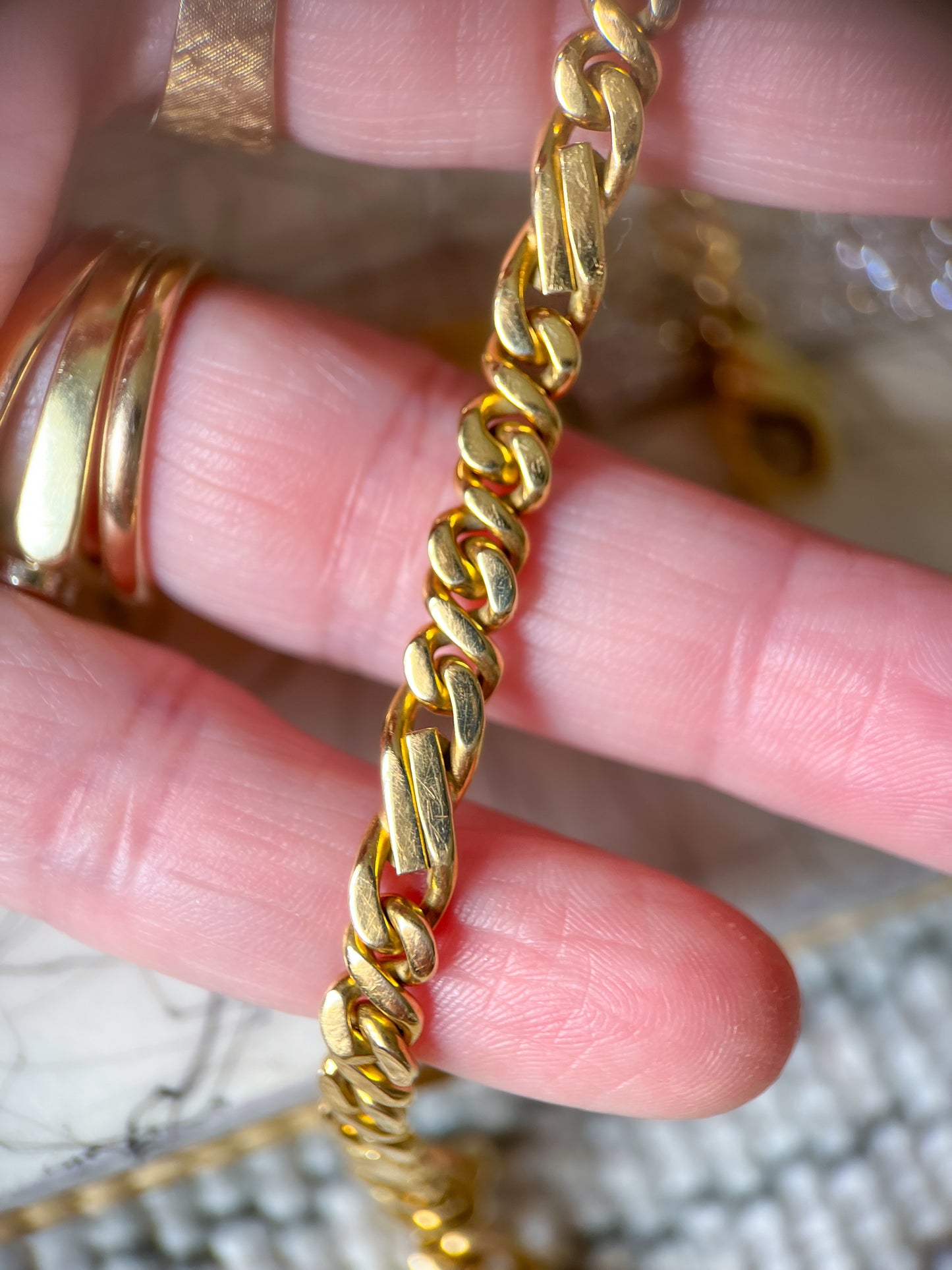 Vintage Heavy 18k Yellow Gold Chain 8.5 Inch Bracelet