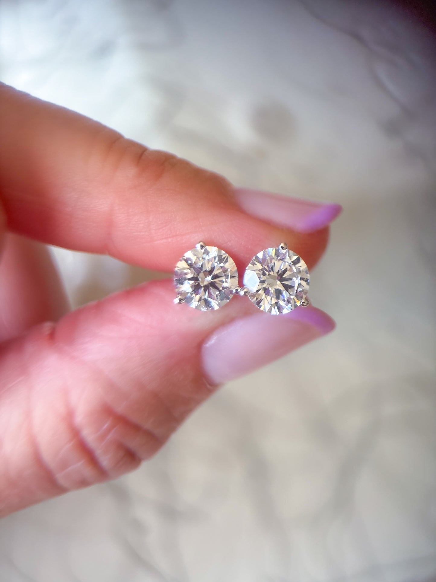 Lab Grown 2.51 Carat Total Weight Round Diamonds 14k White Gold Stud Earrings