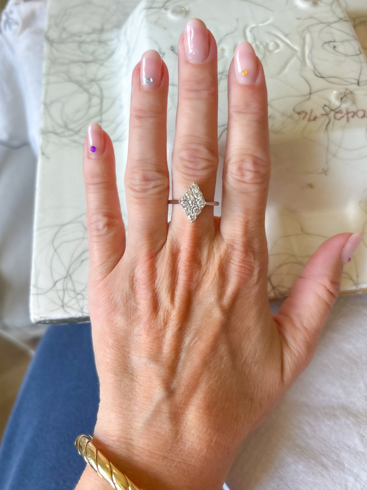 Vintage Natural Diamond 14k White Gold Ring