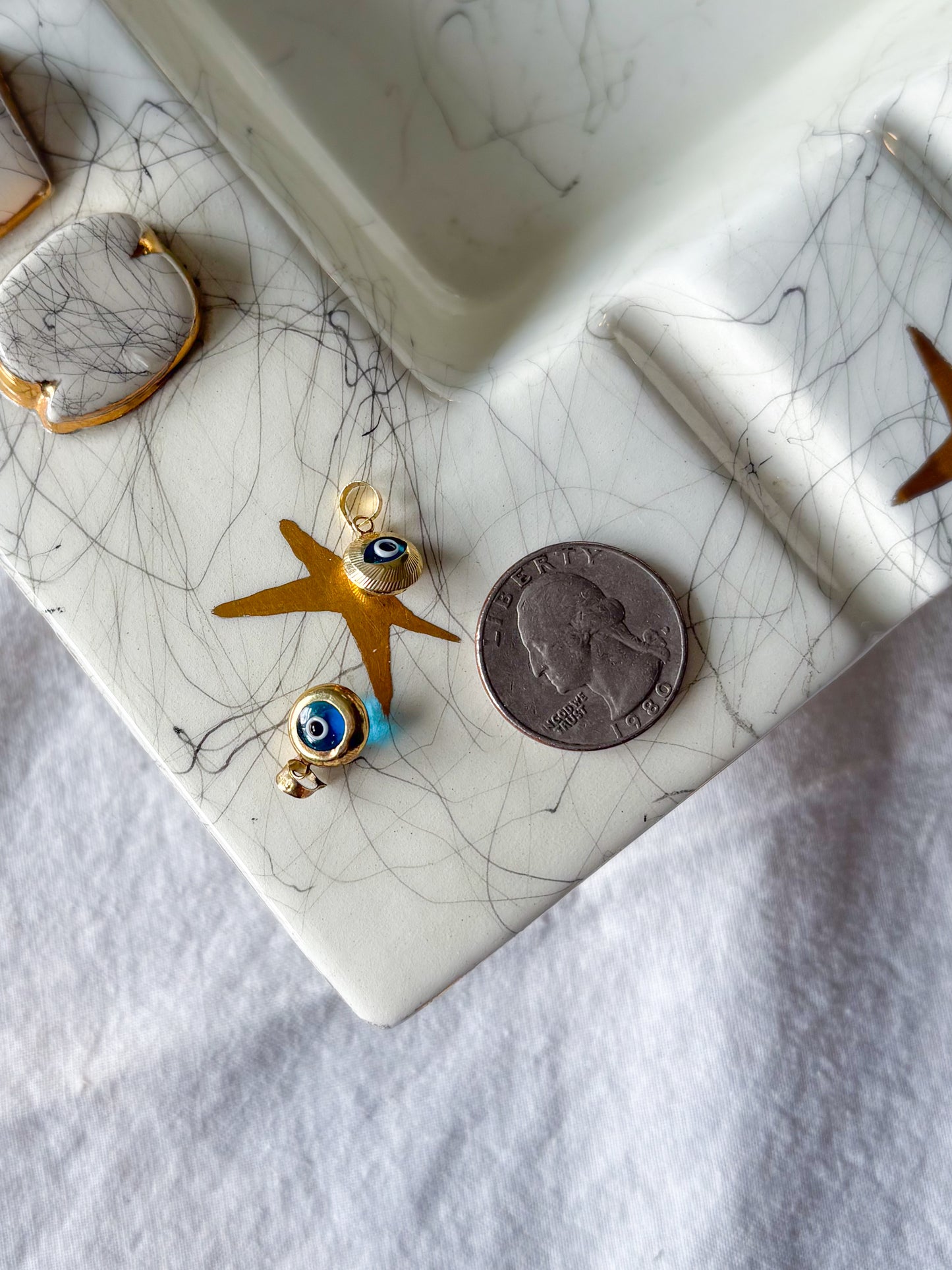 Various Circle Evil Eye 14k Yellow Gold Charms
