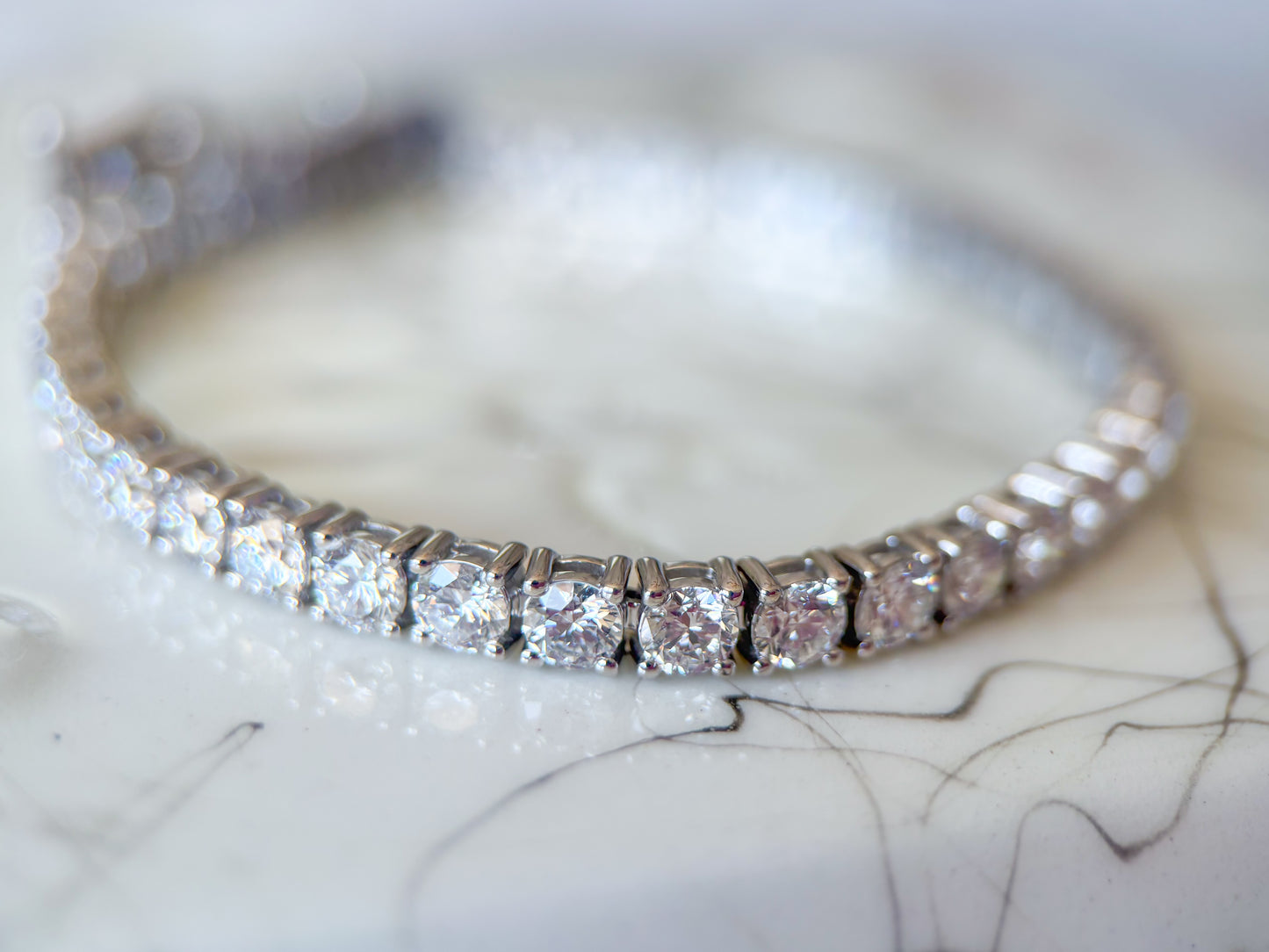 Lab Grown Round Diamond 14k White Gold 6 Carat Tennis Bracelet