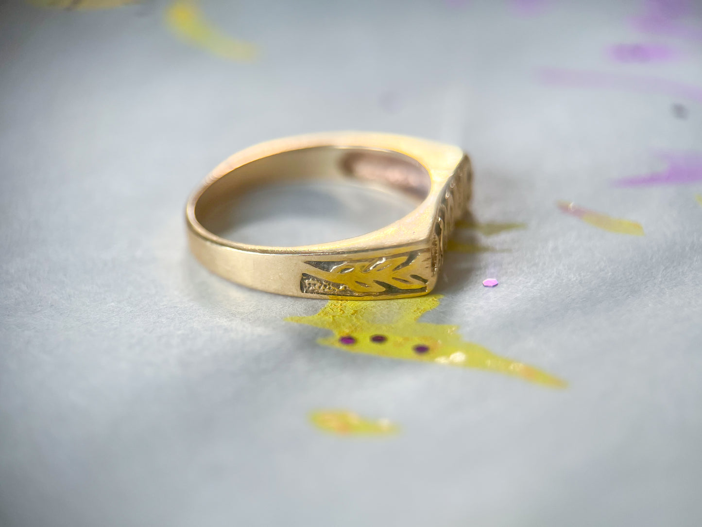 Vintage "Amour" 14k Yellow Gold Ring
