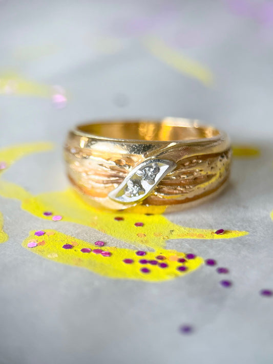 Vintage Natural Diamond 14k Yellow Gold Ring