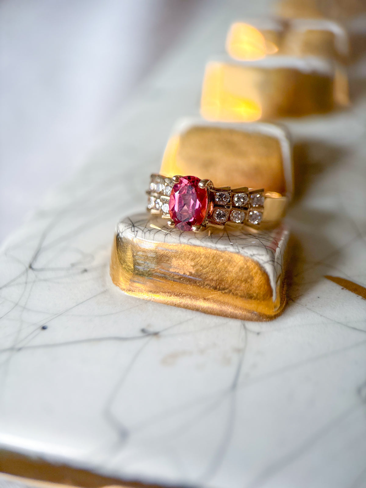 Vintage Natural Ruby and Natural Diamond 14k Yellow Gold Ring