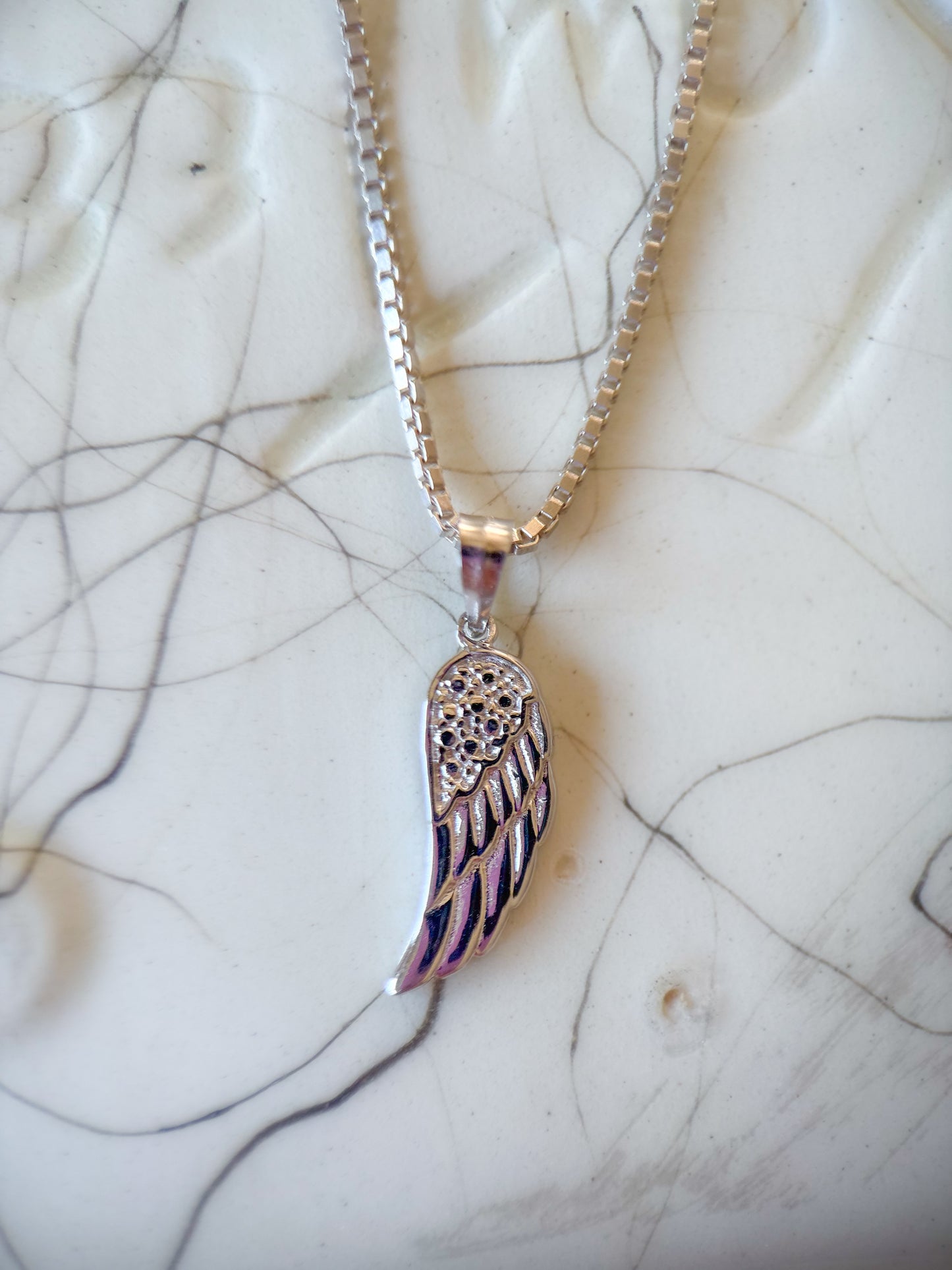 Vintage 14k White Gold Angel Wing Charm