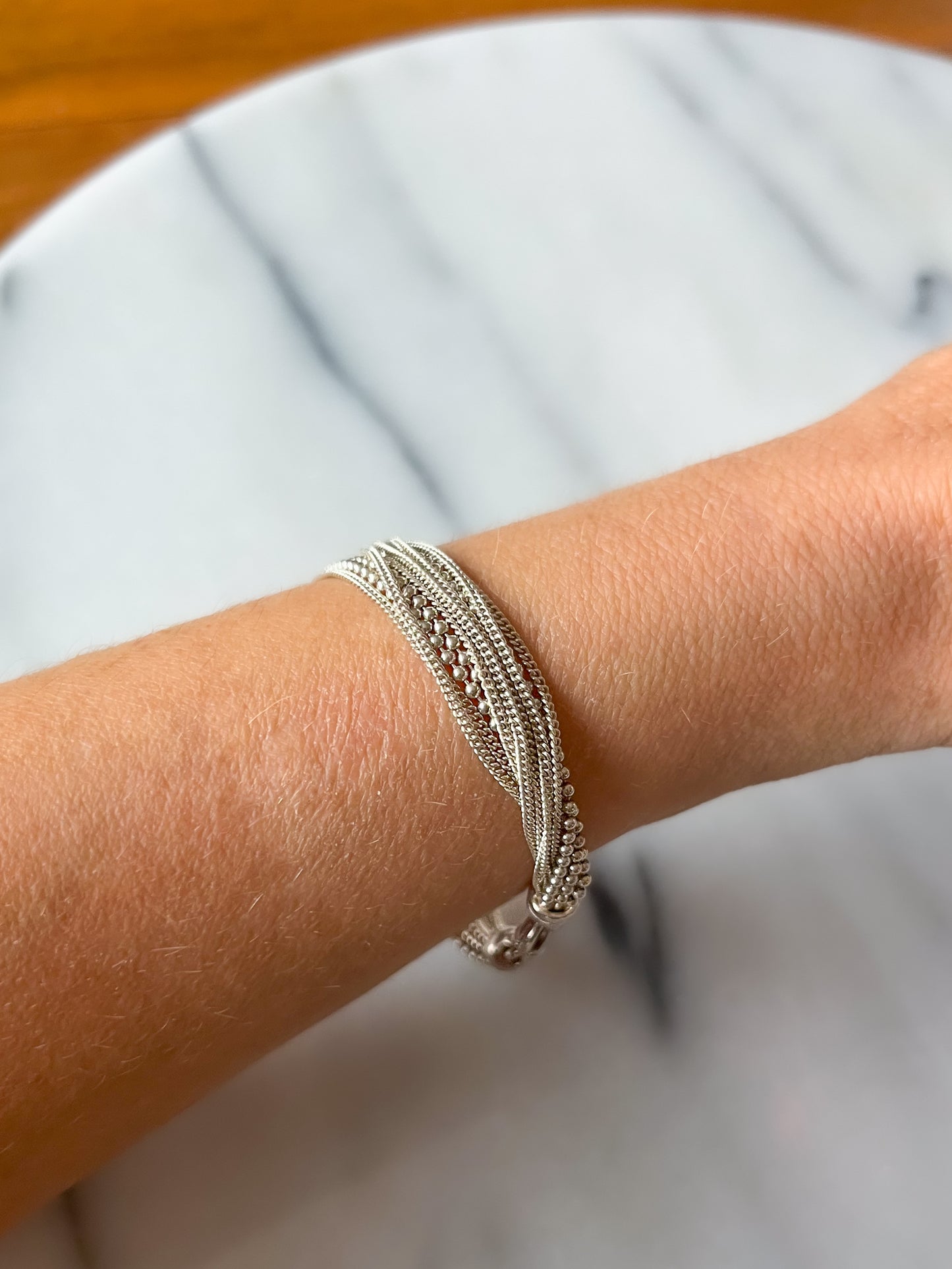 Vintage Sterling Silver Multiple Chain 7 Inch Bracelet, circa 1990s