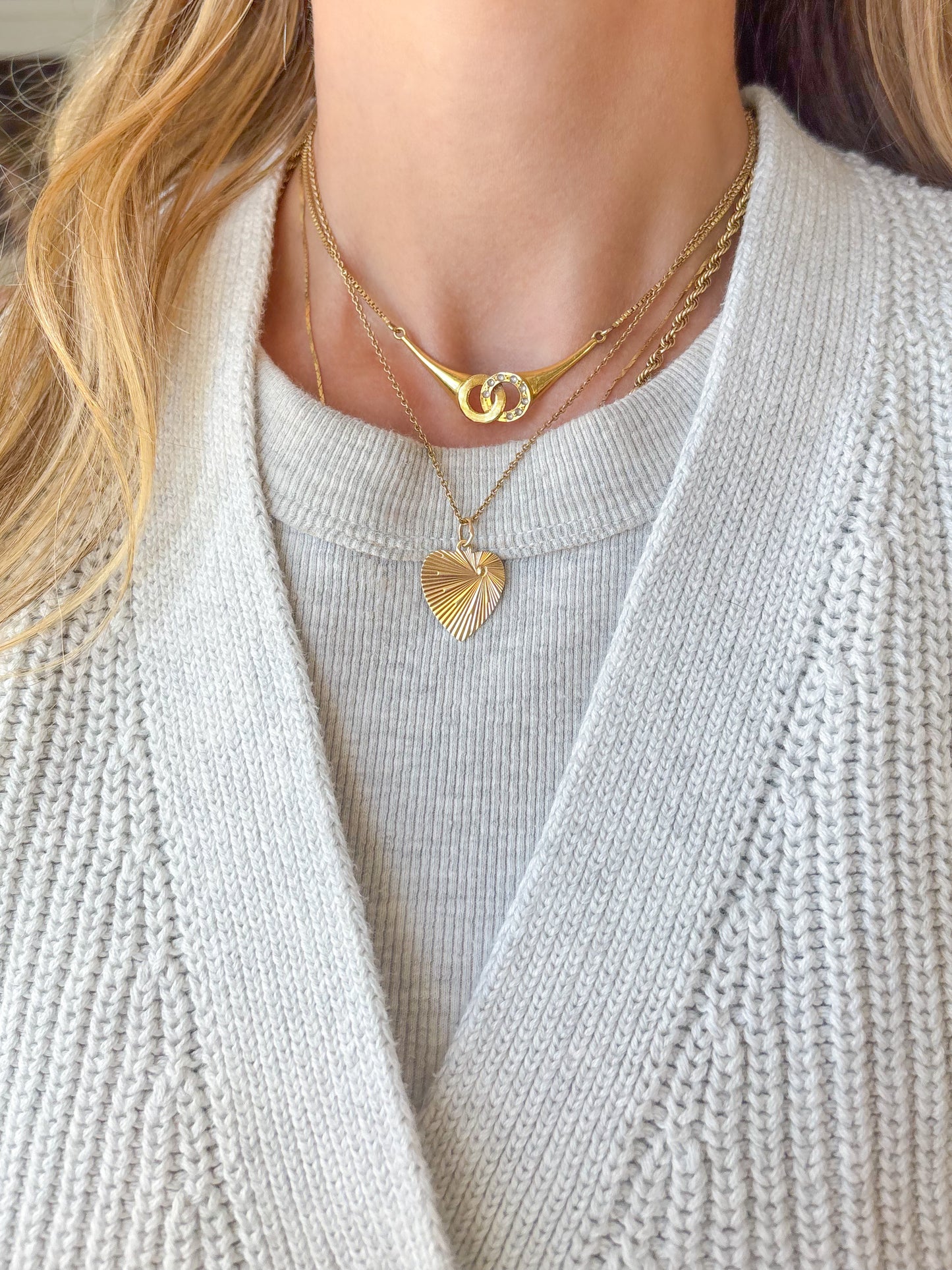 Vintage Engine Turned Heart 14k Yellow Gold Charm, Engraved: "Thou Shall Not Bear False Witness Against Thy Neighbor"