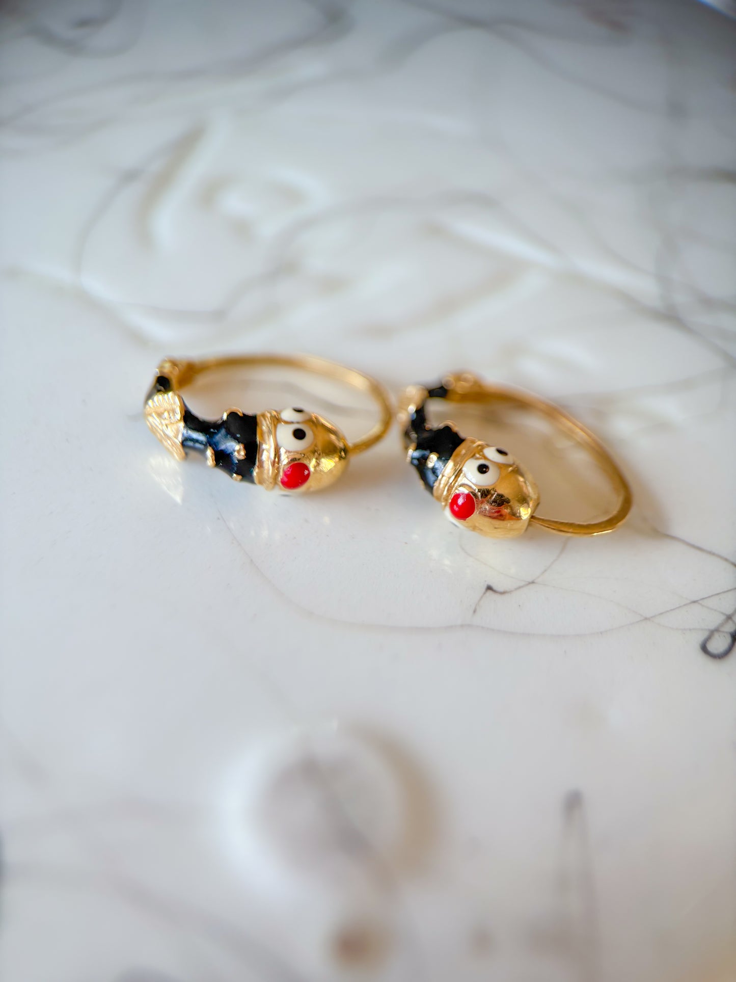 Vintage 14k Yellow Gold Enamel Huggies