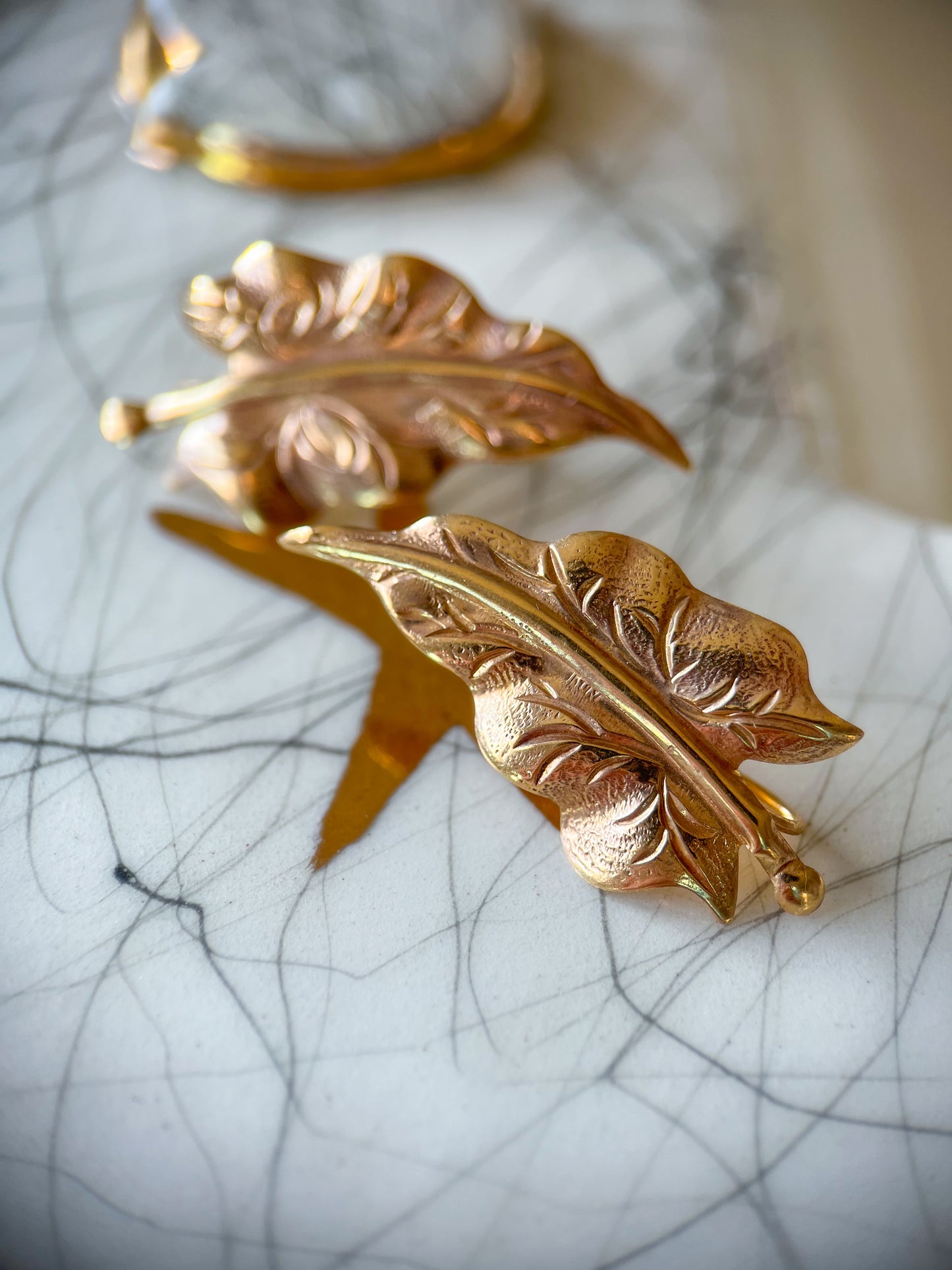 Vintage Leaf 14k Yellow Gold Earrings