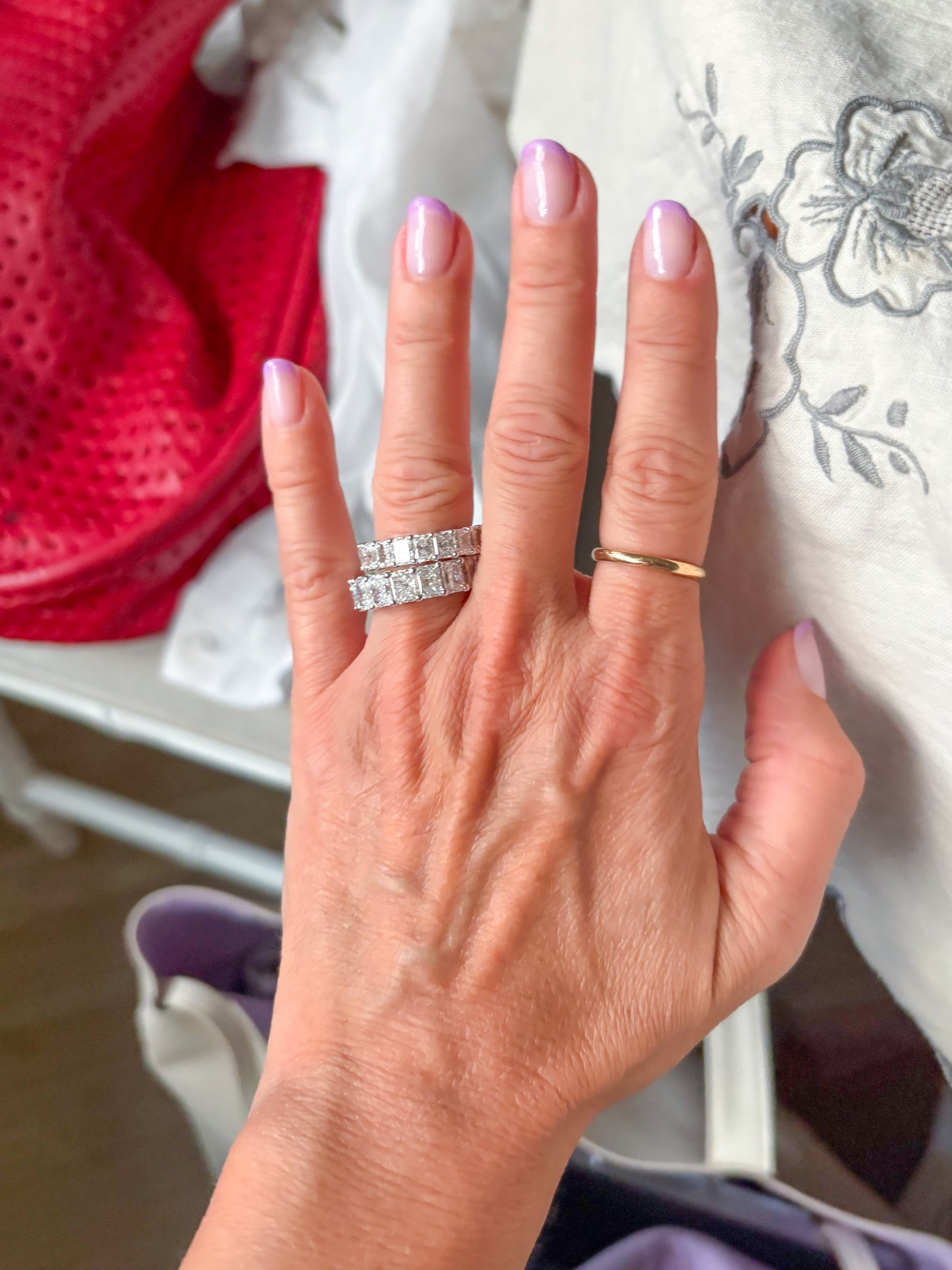 Lab Grown Diamond 14k White Gold Radiant Cut 8 Carats Eternity Band