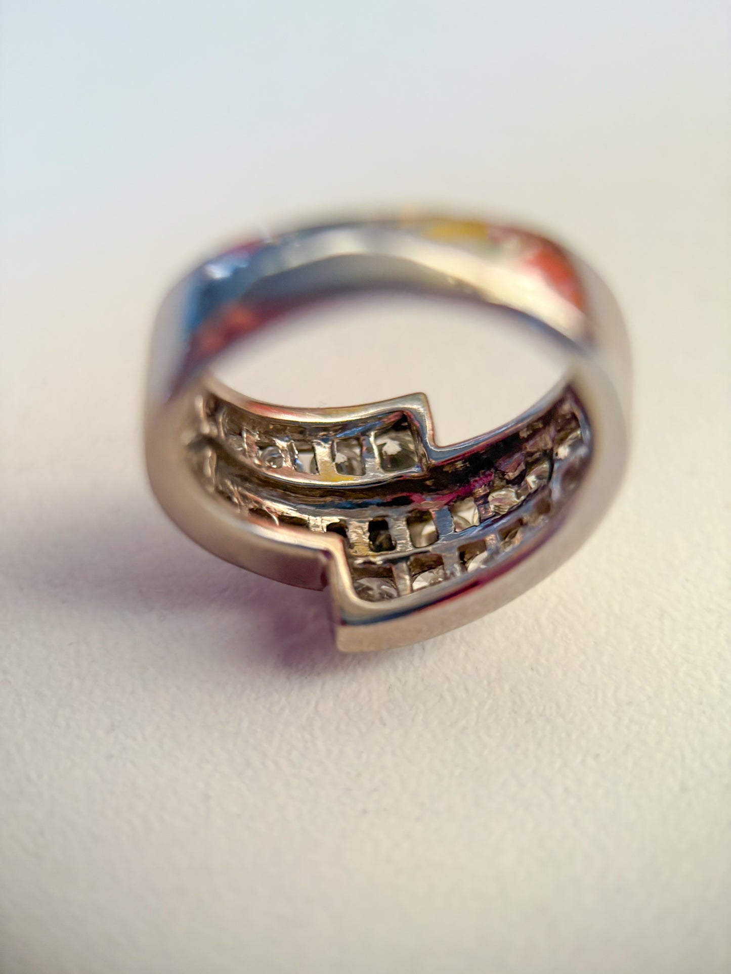 Vintage Natural Diamond 14k White Gold Ring