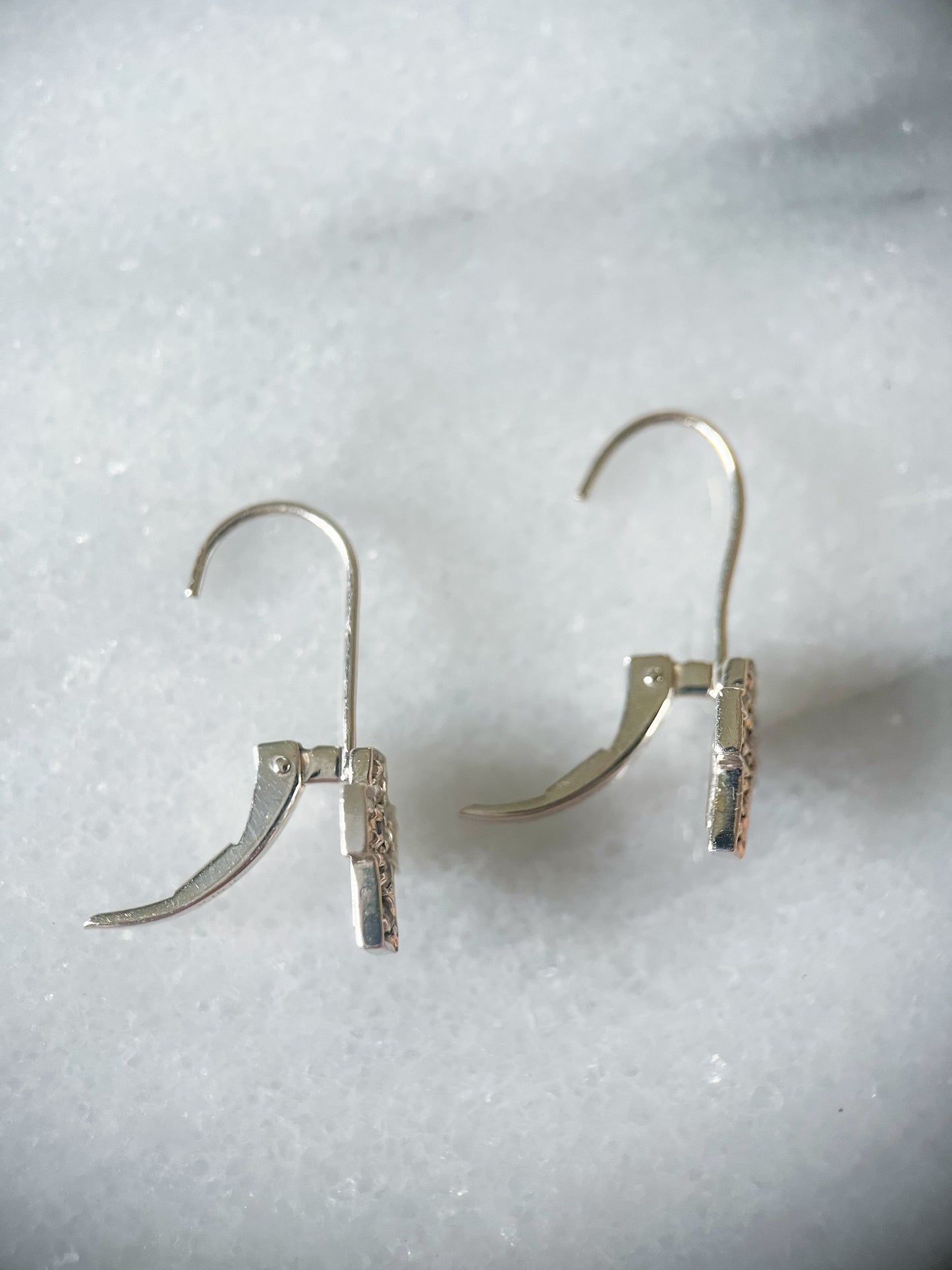 Vintage Cross 14k White Gold Earrings