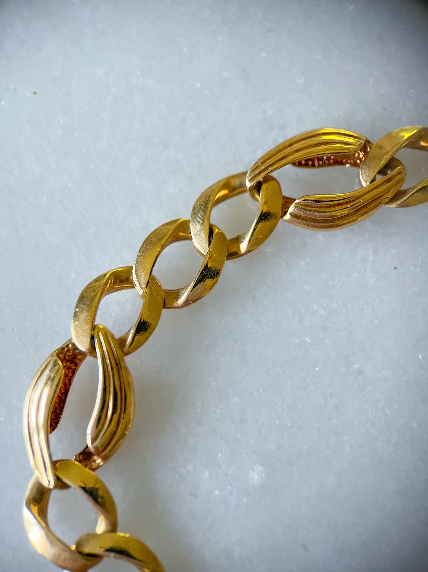 Vintage 14k Yellow Gold Curb Chain Open Link 8 Inch Bracelet