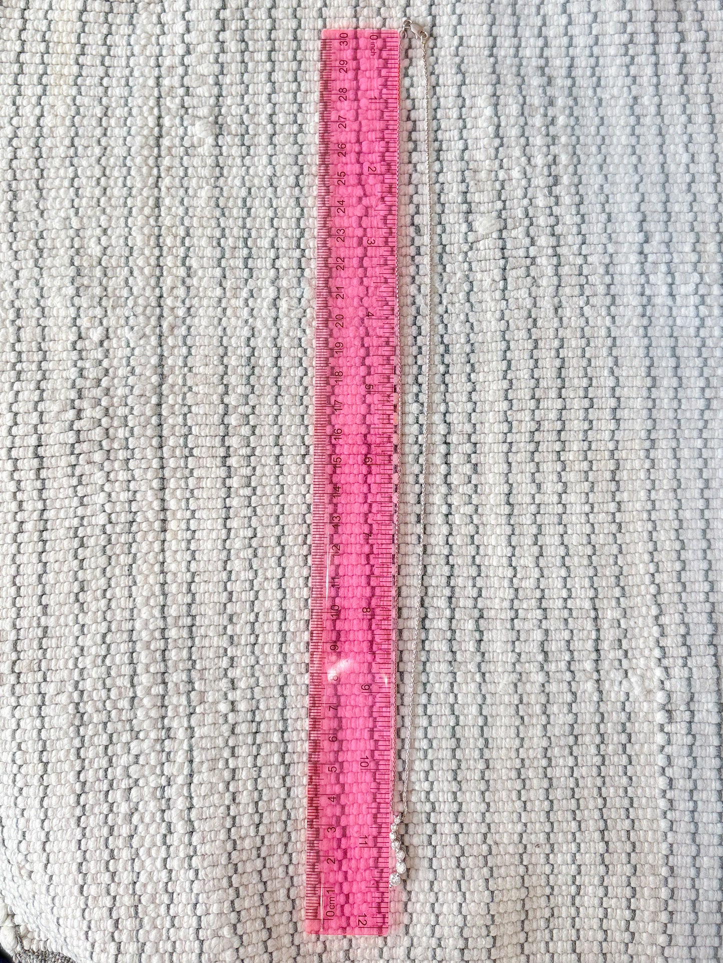 Vintage Natural Diamond 7 Stone Drop Pendant with 14k White Gold Attached 22 Inch Chain