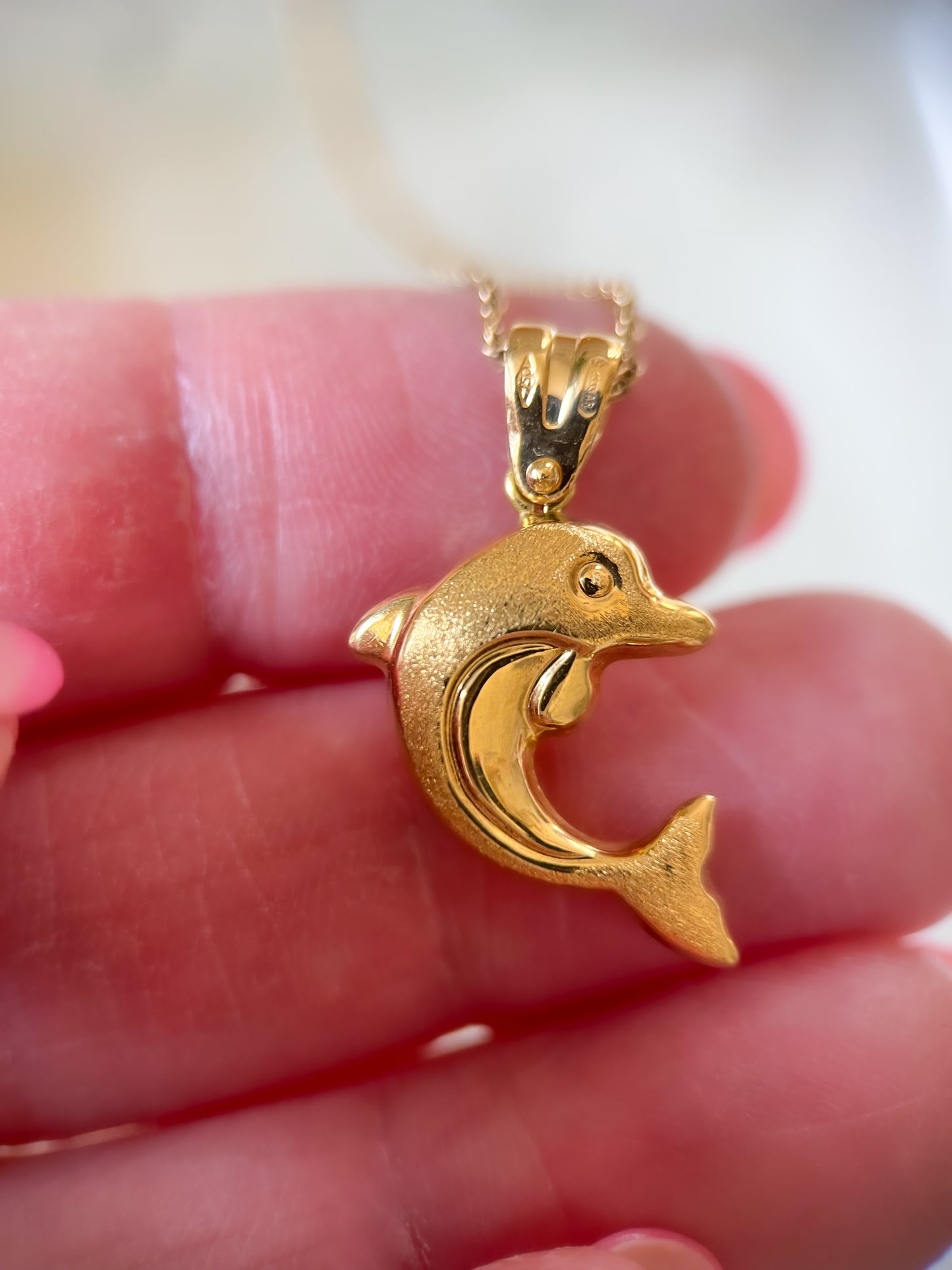 Vintage Dolphin Double Sided 18k Yellow Gold Charm