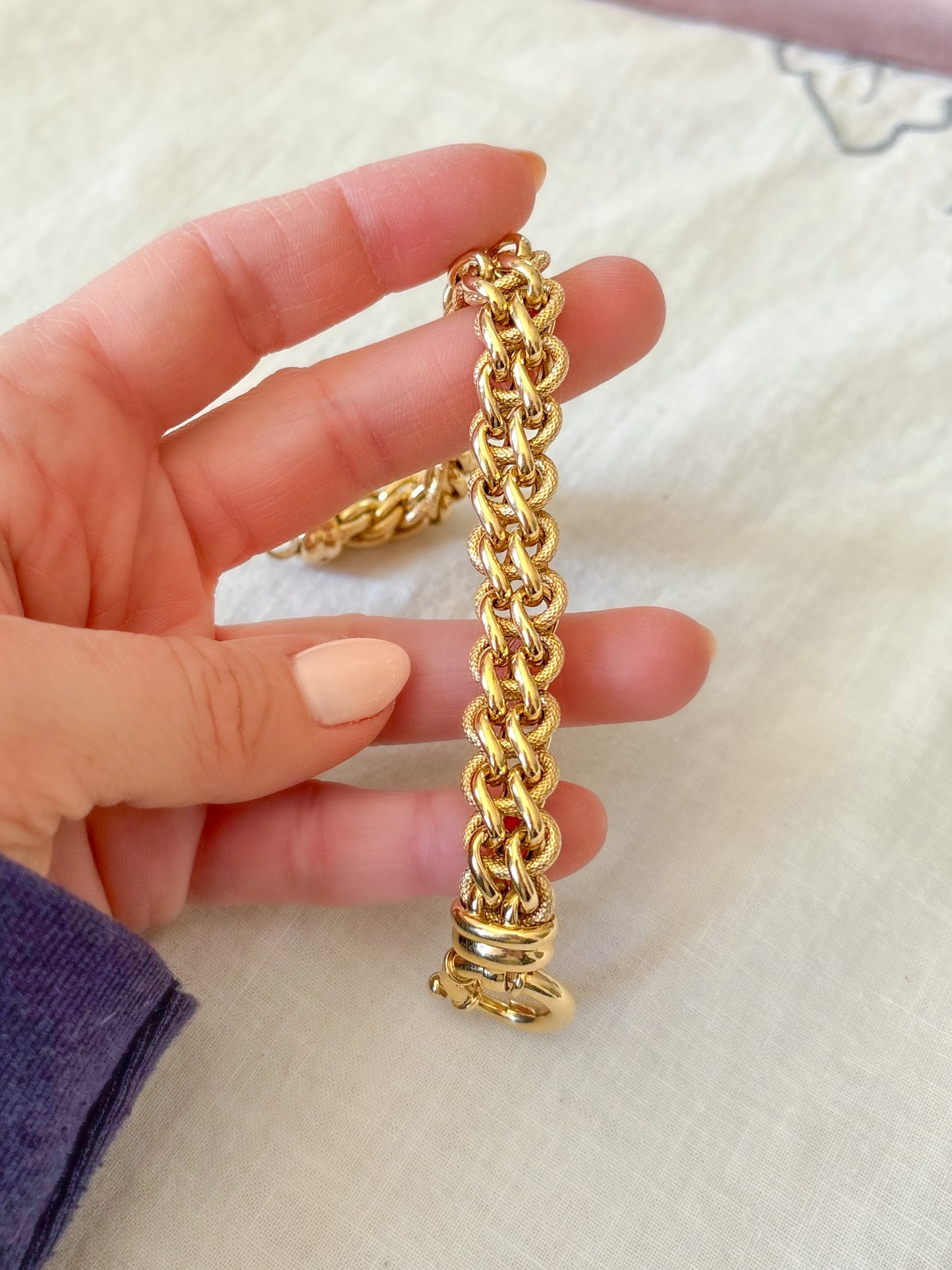 Vintage Super Chunky Braided 14k Yellow Gold 7 Inch Bracelet