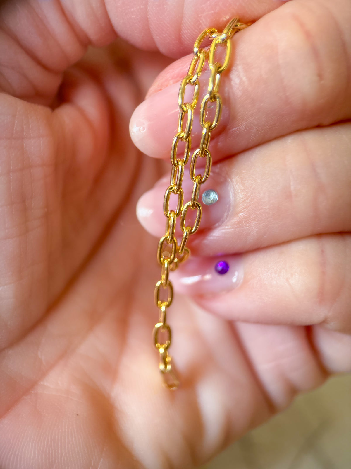 Vintage Elongated Rolo Chain 14k Yellow Gold 7 Inch Bracelet