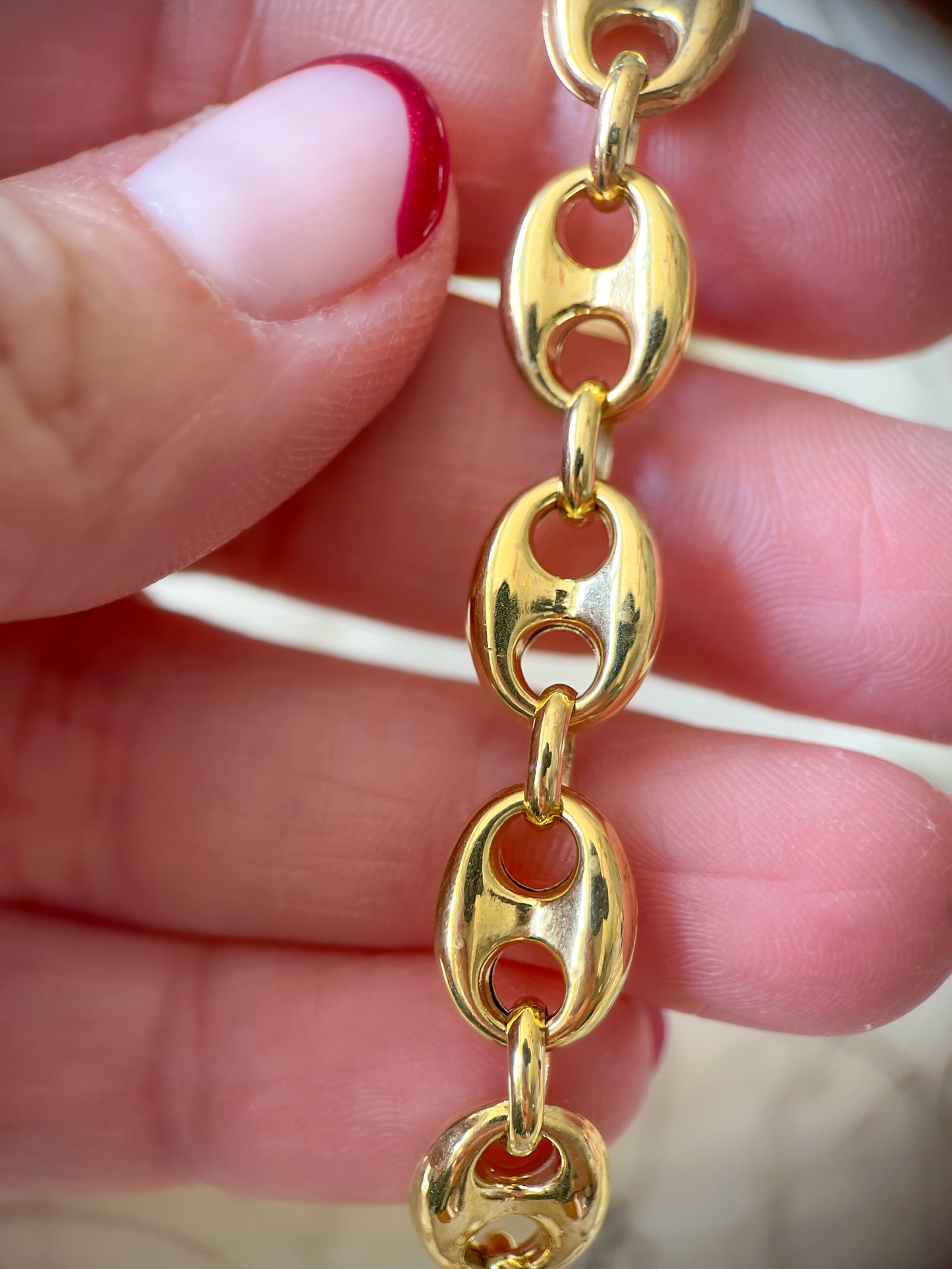 Puffed Mariner 10k Yellow Gold Chain 8 Inch Bracelets - 2 Widths Left