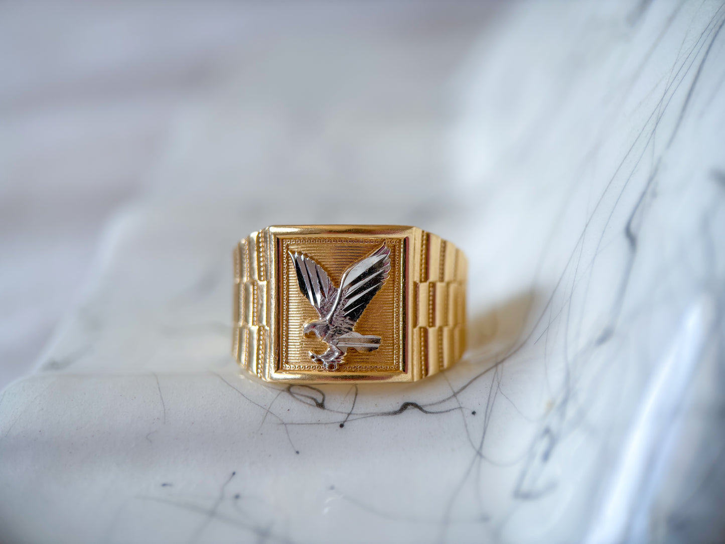 Vintage Eagle 14k Yellow Gold Men's Ring