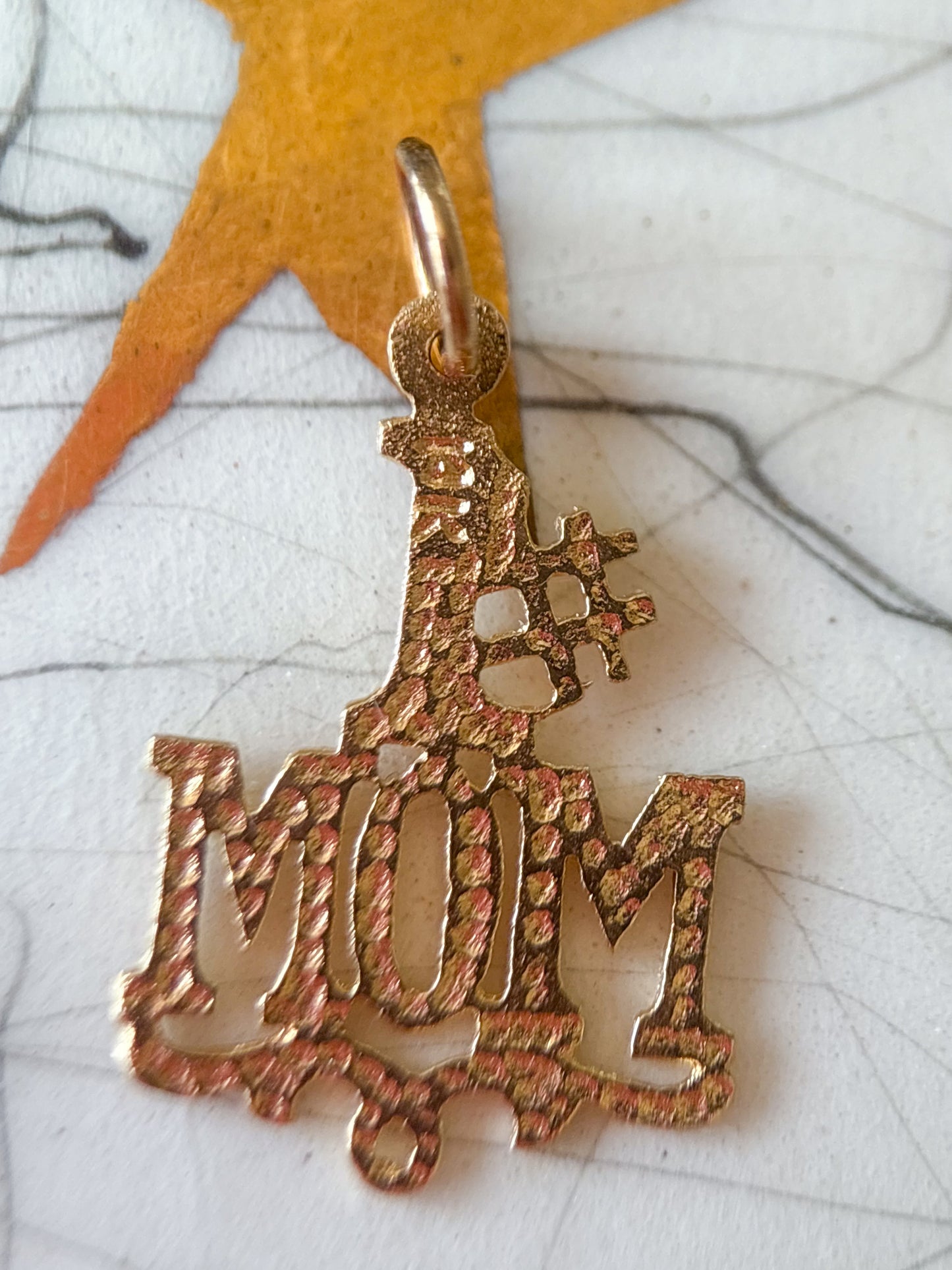 Vintage "#1 Mom" 10k Yellow Gold Charm