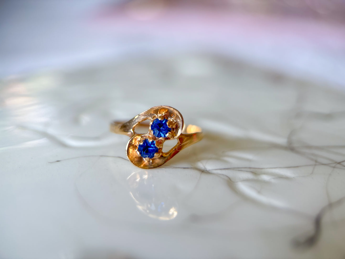 Vintage Blue Stone 14k Yellow Gold Pinky Ring