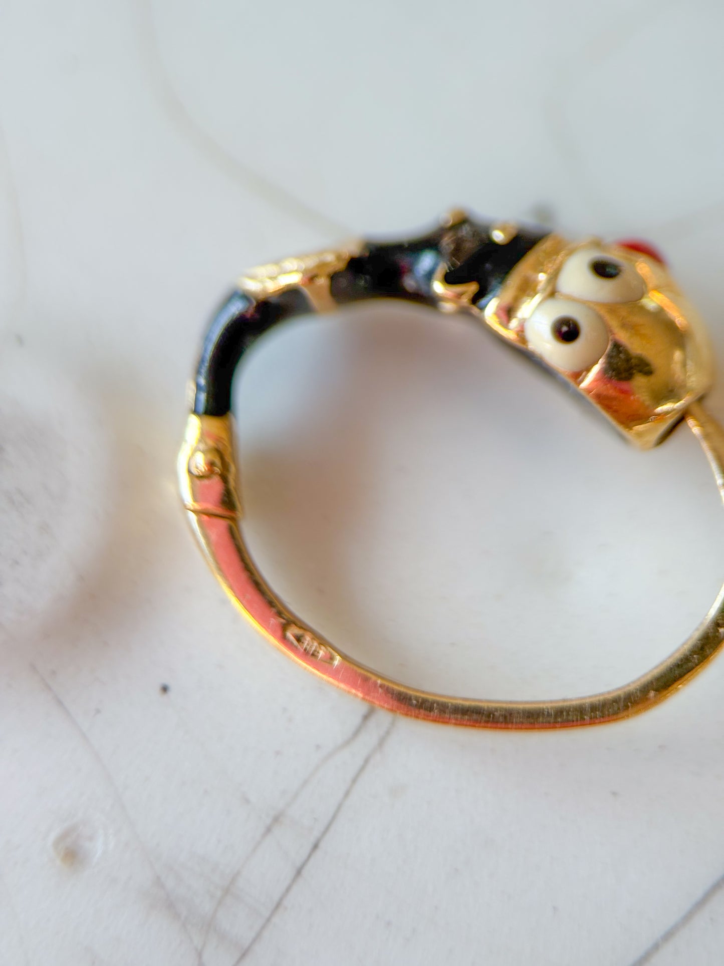 Vintage 14k Yellow Gold Enamel Huggies