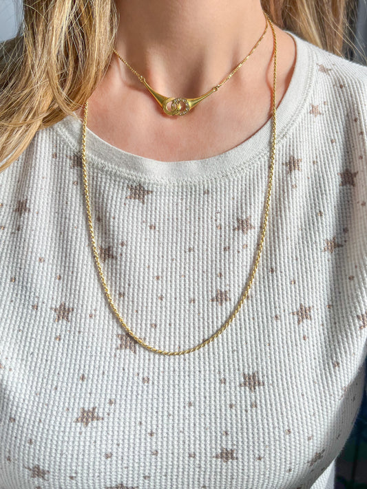 Vintage Thin Rope Chain 18k Yellow Gold Solid 24.5 Inch Chain Necklace