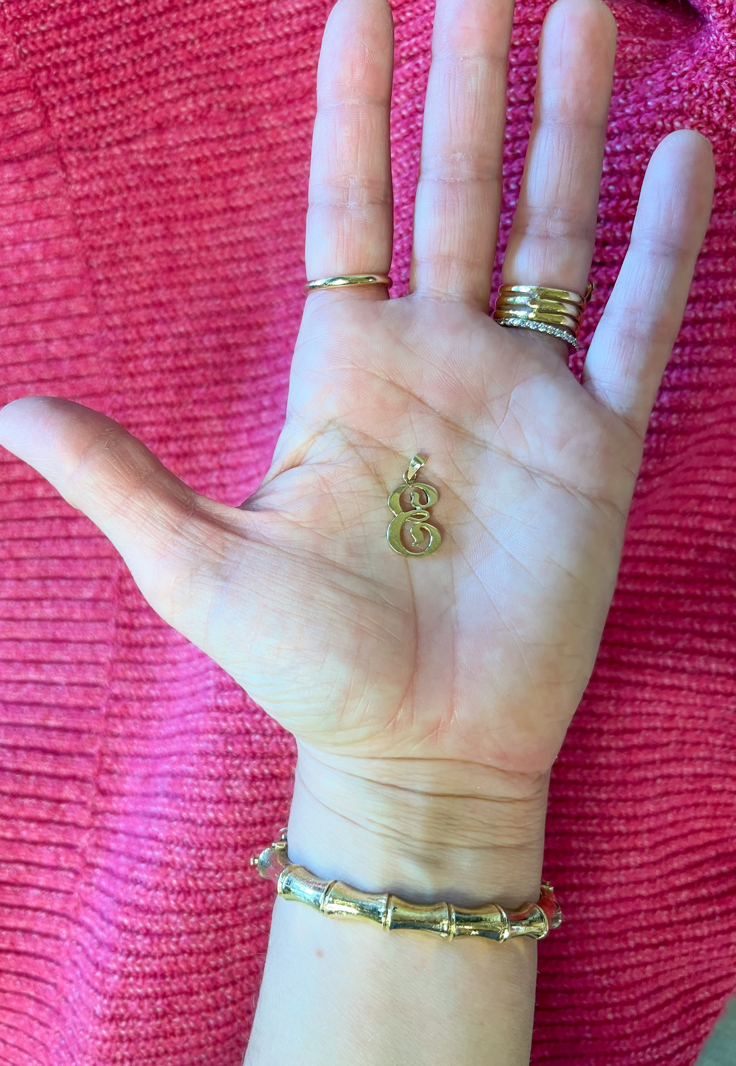 Vintage Letter "E" 14k Yellow Gold Charm