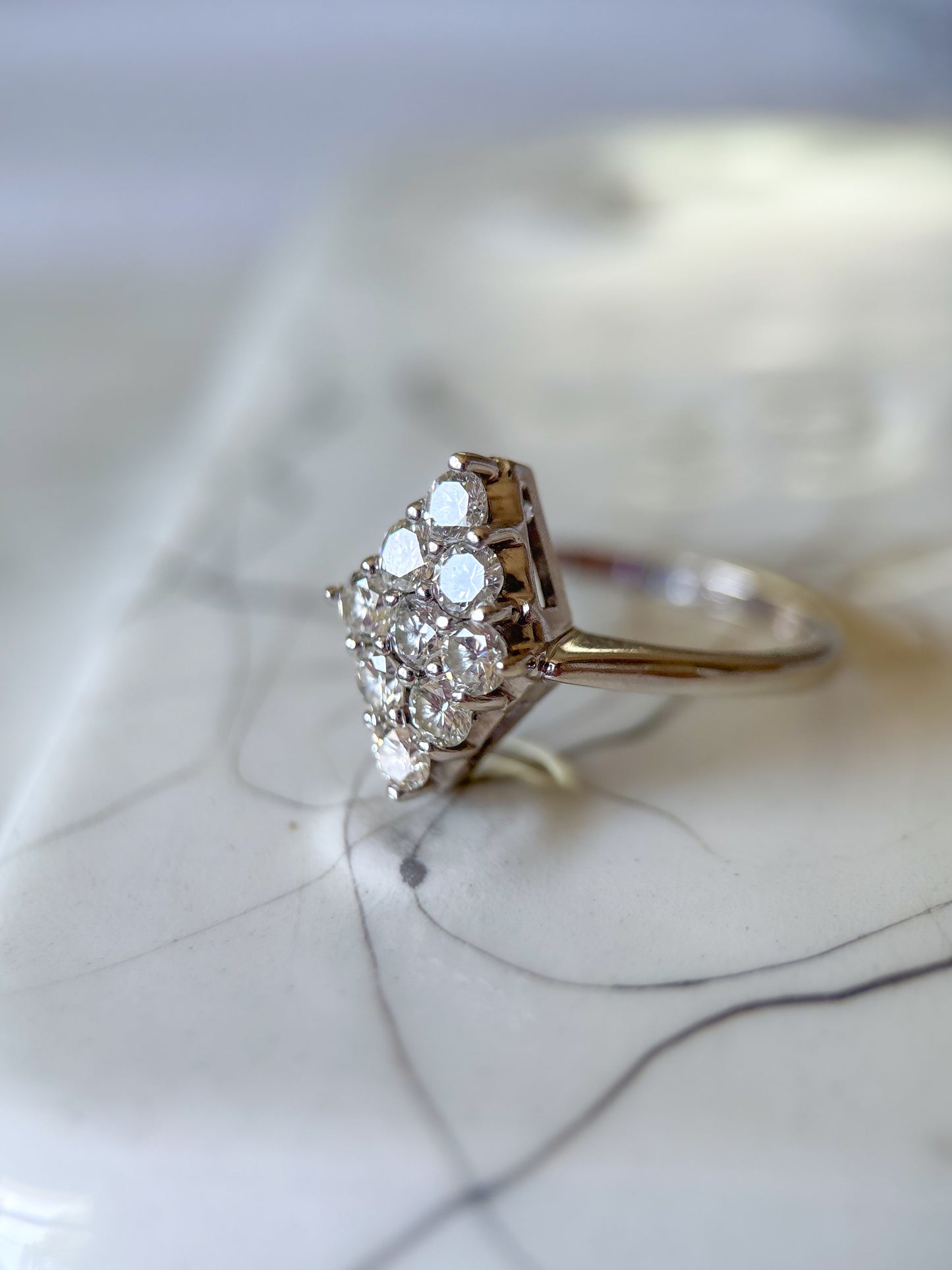 Vintage Natural Diamond 14k White Gold Ring