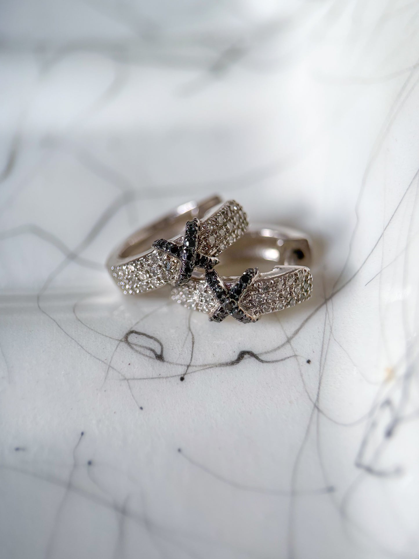 Vintage Sterling Silver Natural Diamond Huggies