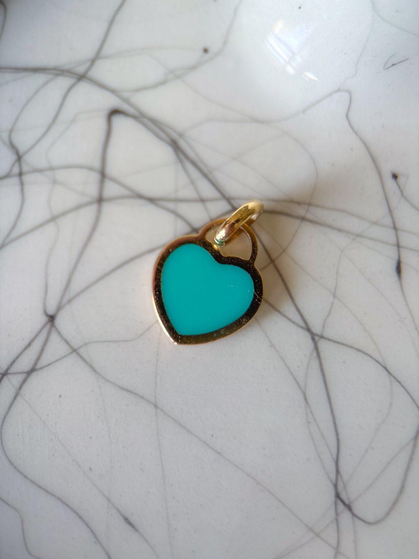 Vintage Turquoise 14k Yellow Gold Heart Charm