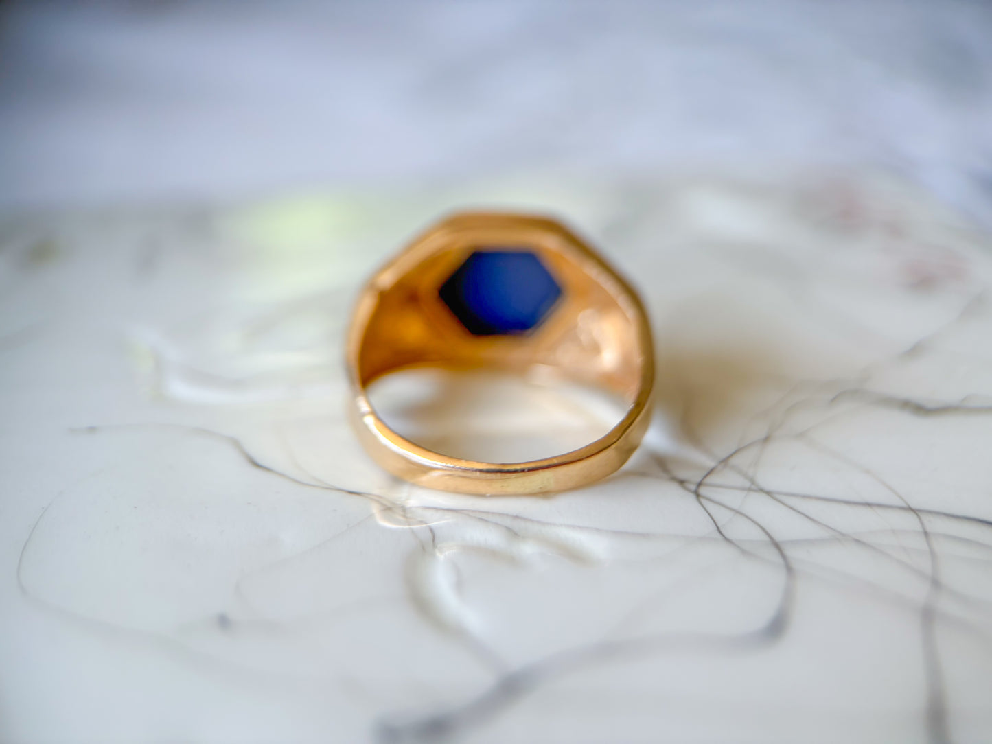 Vintage Natural Star Sapphire and Diamond 14k Yellow Gold Ring