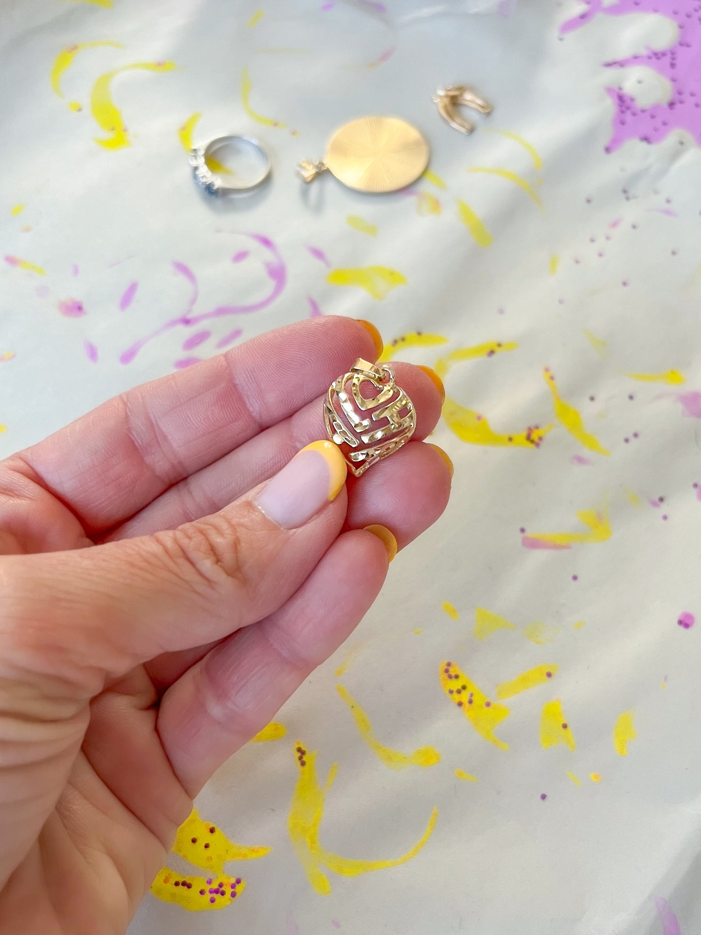 Vintage "Aloha" Open Heart 14k Yellow Gold Charm